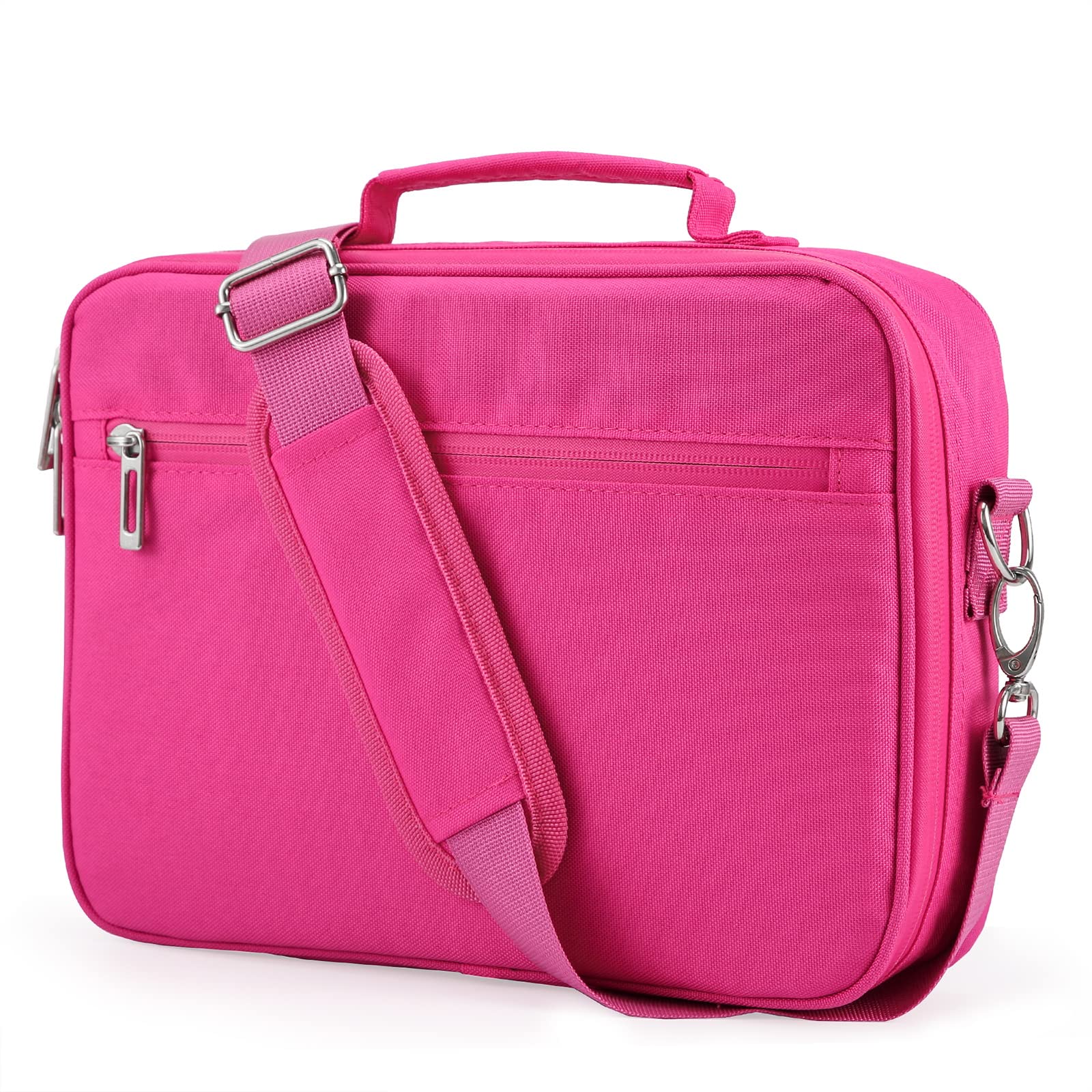 Bible Tote Bag with Waterproof Zipper and Adjustable Shoulder Strap,Carrying Book Case Cover with Handle,Multi-Pockets & Pen Slots for Men Women Kids,12(L) x 8.6(W) x 2.56(T) in (Pink)