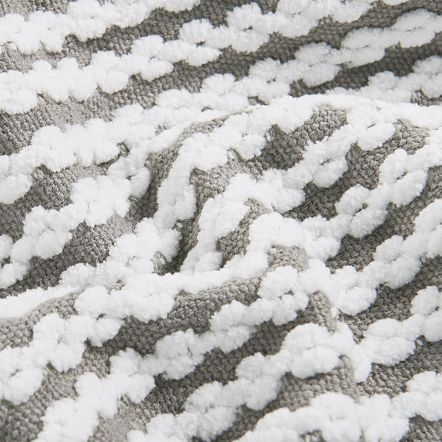 Home Soft Things Textured Chain Tweed Throw Blanket - Silky Soft Microfiber - Modern Farmhouse & Boho Decor for Couch, Bed or Patio - All-Season Breathable Knit with Tassels, 50" x 60", Grey