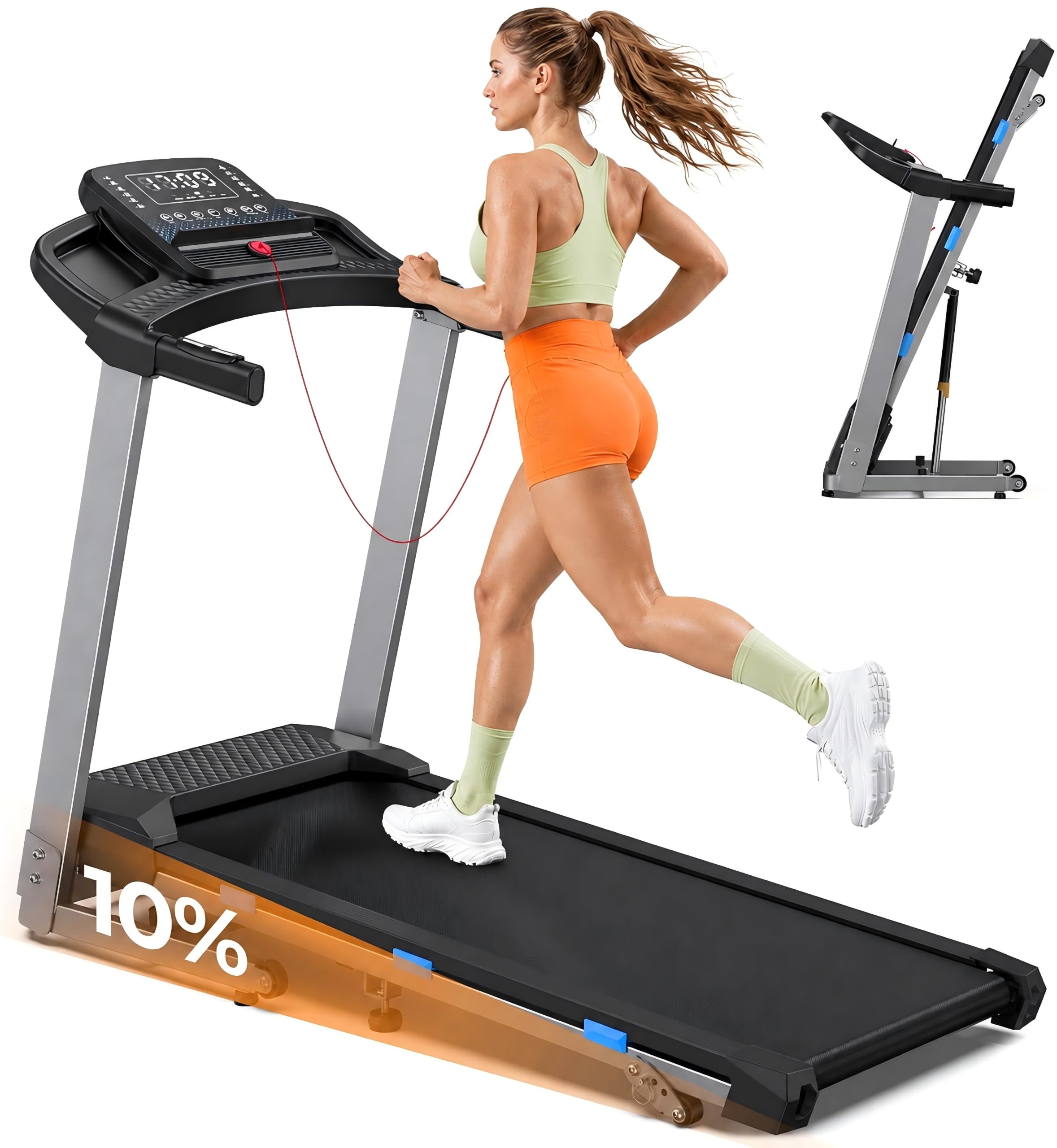 Cardirun - Cinta de Correr Plegable con inclinación, 3.0 HP silenciosa para el hogar, Capacidad de Peso de 158,8 kg y 12 km/h, Cinta de Correr Inclinada con Sensor de Pulso y Altavoz