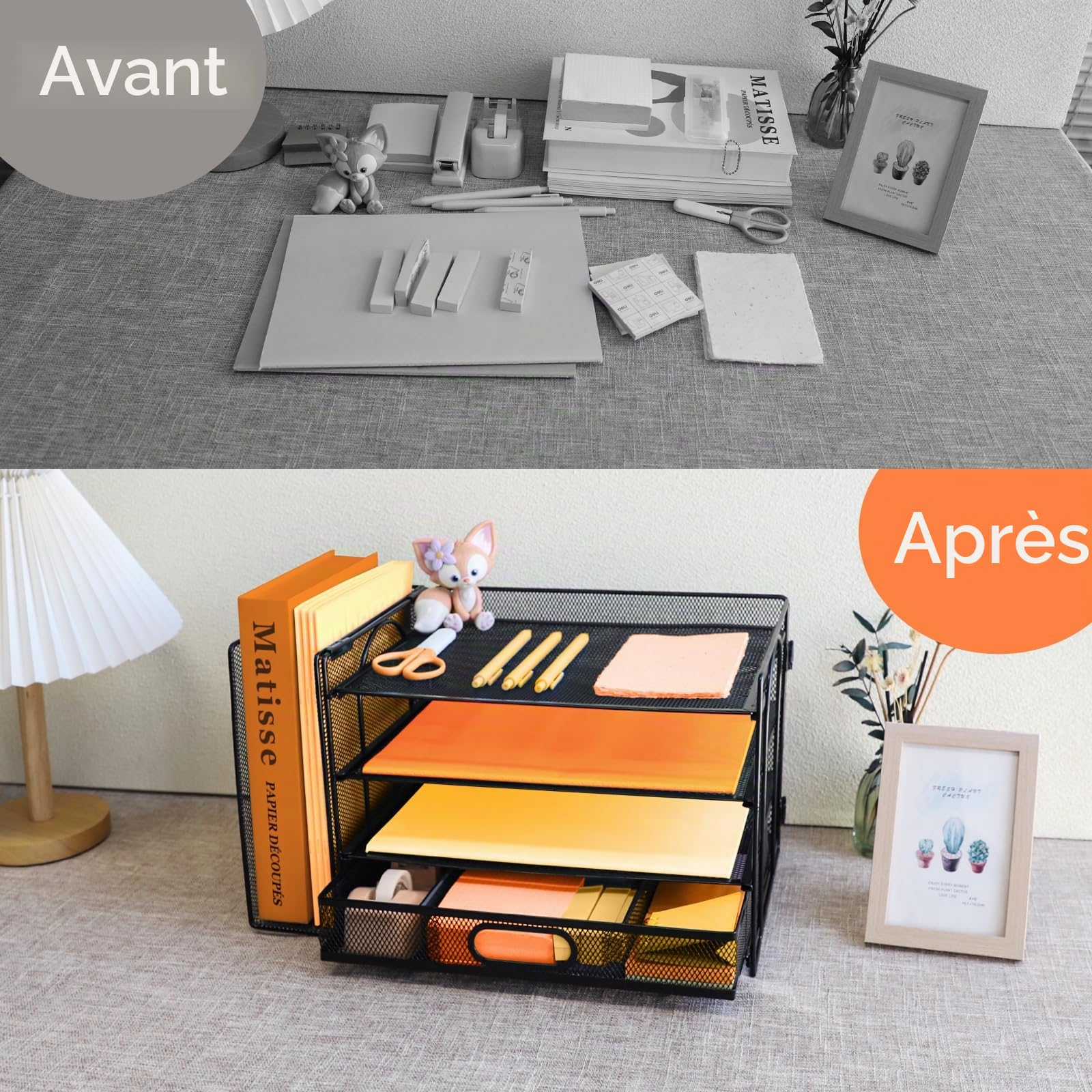 Bac à courrier avec Porte-Documents Vertical, Organiseur de fichiers de Bureau avec tiroir, Plateaux de classement de Bureau A4, Porte-Magazines et Documents pour Bureau à Domicile, Noir