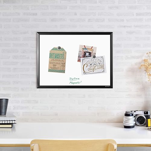 Miniatura 3 de U Brands Pizarra blanca magnética de borrado en seco, 24 x 18 pulgadas, marco de aluminio negro (2894U00-01)