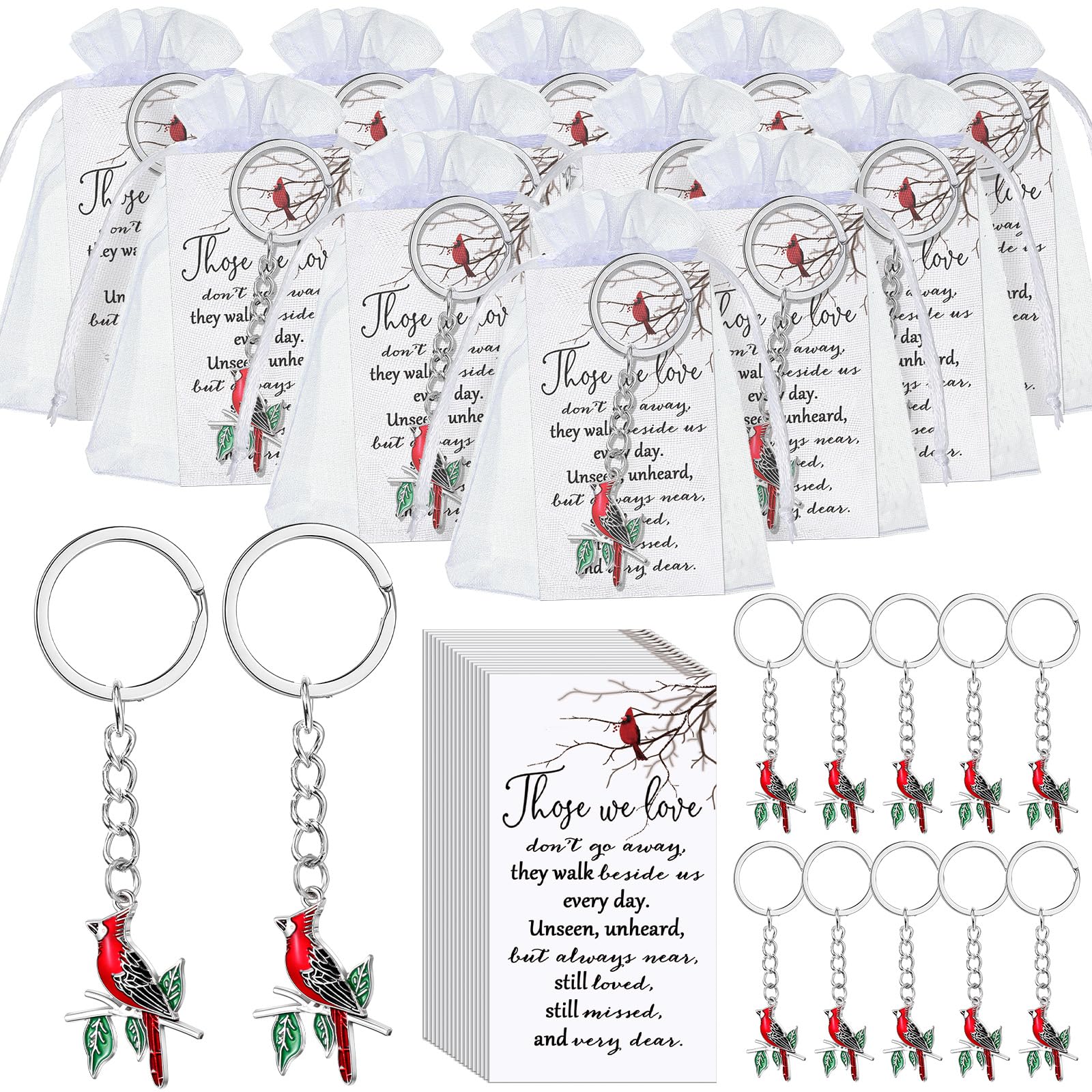 Ecally 20 Set Funeral Favors for Guest, Memorial Keychains, Cardinal