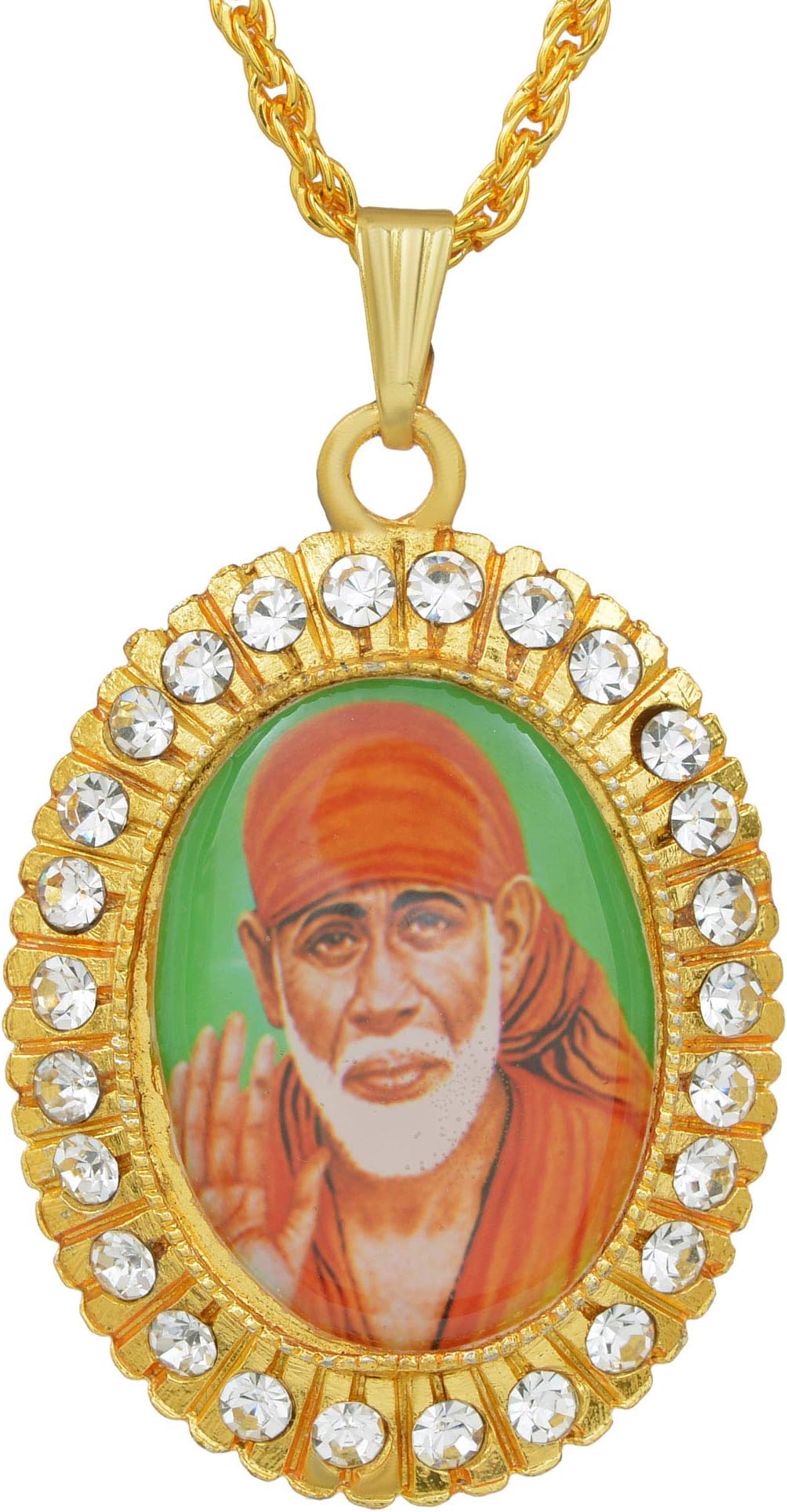 Memoir Gold plated Brass, Sai baba Image, photo pendant Men women Shirdi Sai baba Necklace