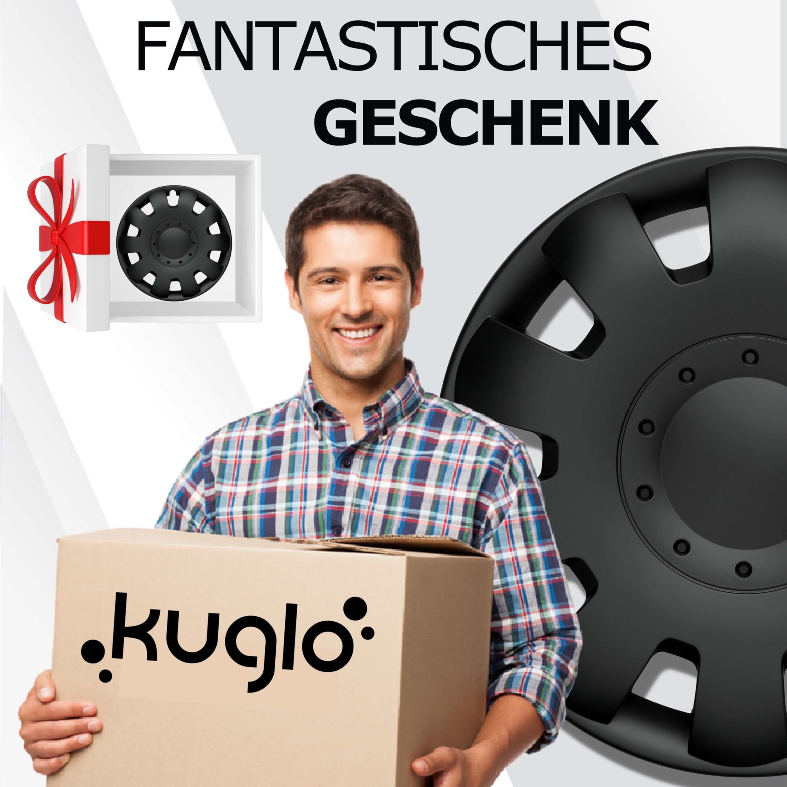 Radkappen 16 Zoll Schwarz Radzierblenden 4er-Set Neptun für Stahlfelgen | Zierkappen, Radblenden & Felgenabdeckung, rostfrei & witterungsbeständig, einfache Clip-Montage, für die meisten Automarken