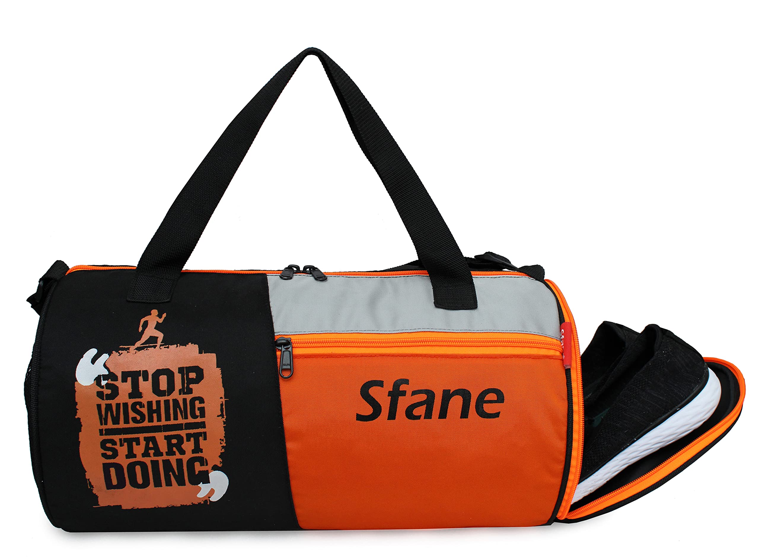 Grey Gym Bag/Duffle Bag/Sports Bag/Shoulder Bag/Sports Bags/Gym Bags for Men & Women with Shoe Compartment-image-41
