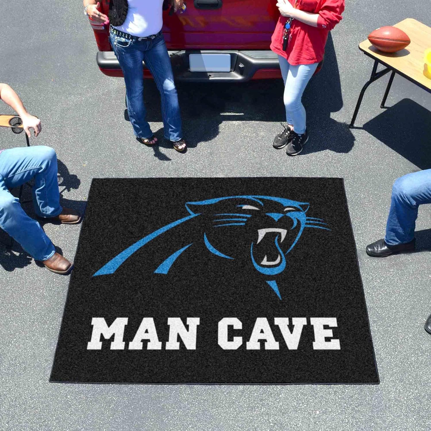 FANMATS 14279 Carolina Panthers Man Cave Tailgater Rug - 5ft. x 6ft. Sports Fan Area Rug, Home Decor Rug and Tailgating Mat