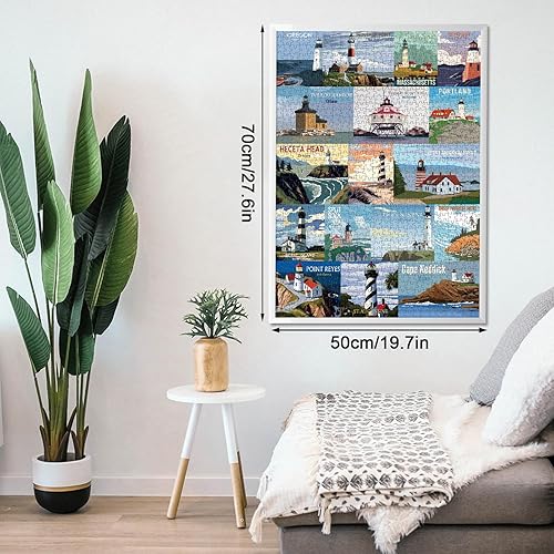 Miniatura 3 de Rompecabezas de faro americano para adultos, 1000 piezas, naturaleza, playa, paisaje, paisaje, collage, posters, rompecabezas, rompecabezas