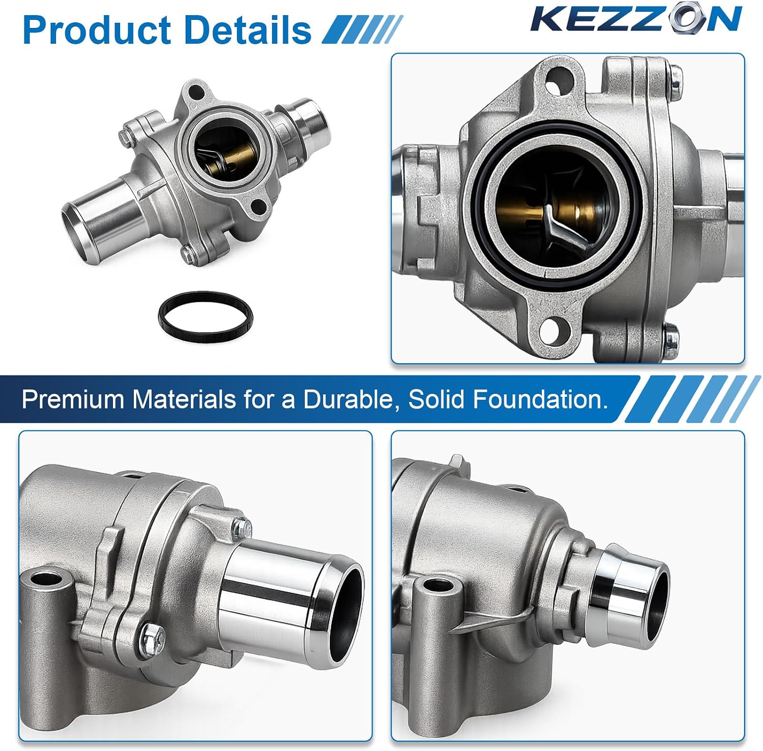 Engine Coolant Thermostat Housing Assembly Compatible with Ford F-150 2011-2022, Ford Lobo 2011-2022, Lincoln Mark LT 2011-2014 Replace 902-5153, BL3Z8A586D, 86013, CO34944, TA-6015, FD0717134