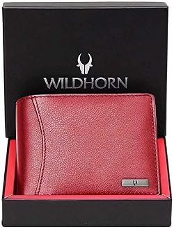 - RFID Protected Leather Wallet for Men, Red