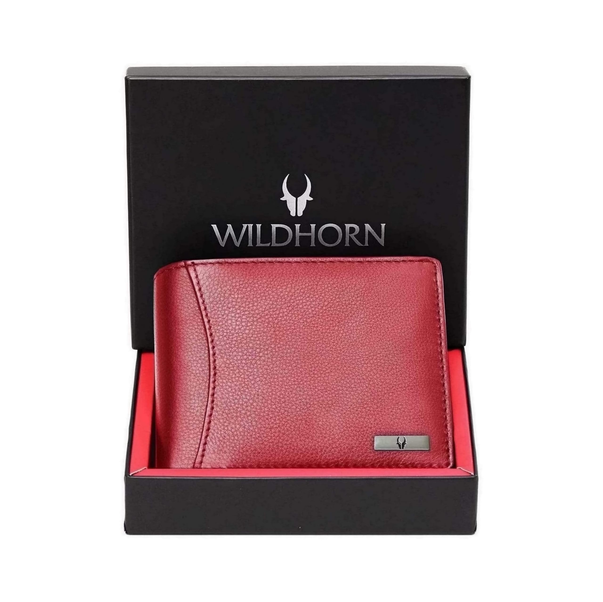 - RFID Protected Leather Wallet for Men, Red