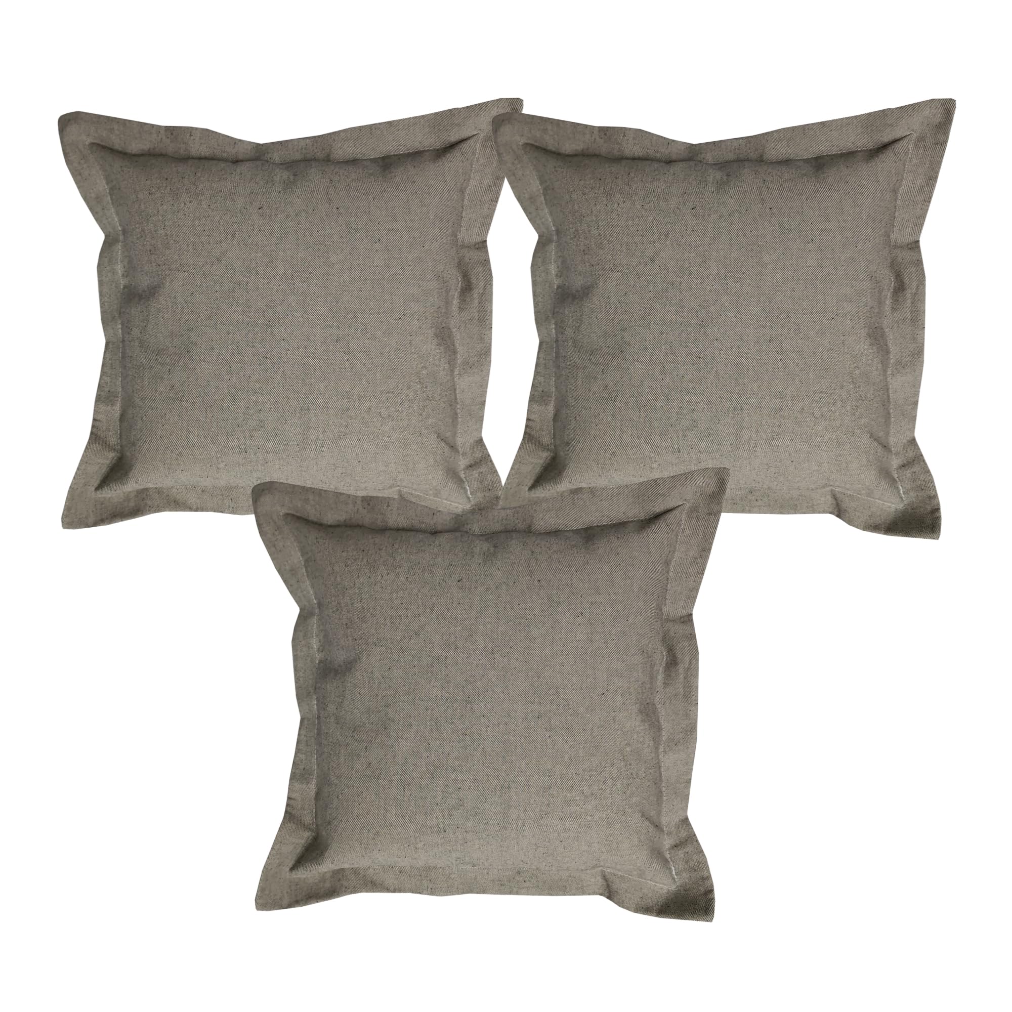 PENSIERI DELICATI, 3 Federe Esterne 100% in Cotone Tinto in Filo 40x40 cm 3 Imbottiture a Cuscino Realizzate 100% in Poliestere, Chiusura a Zip, Made in Italy, Color Antracite