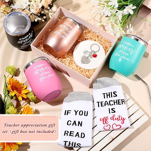 Miniatura 3 de Juego de 24 vasos de vino a granel para mujeres regalos de agradecimiento para profesores vasos de 12 onzas 8 llaveros de corazón 8 calcetines