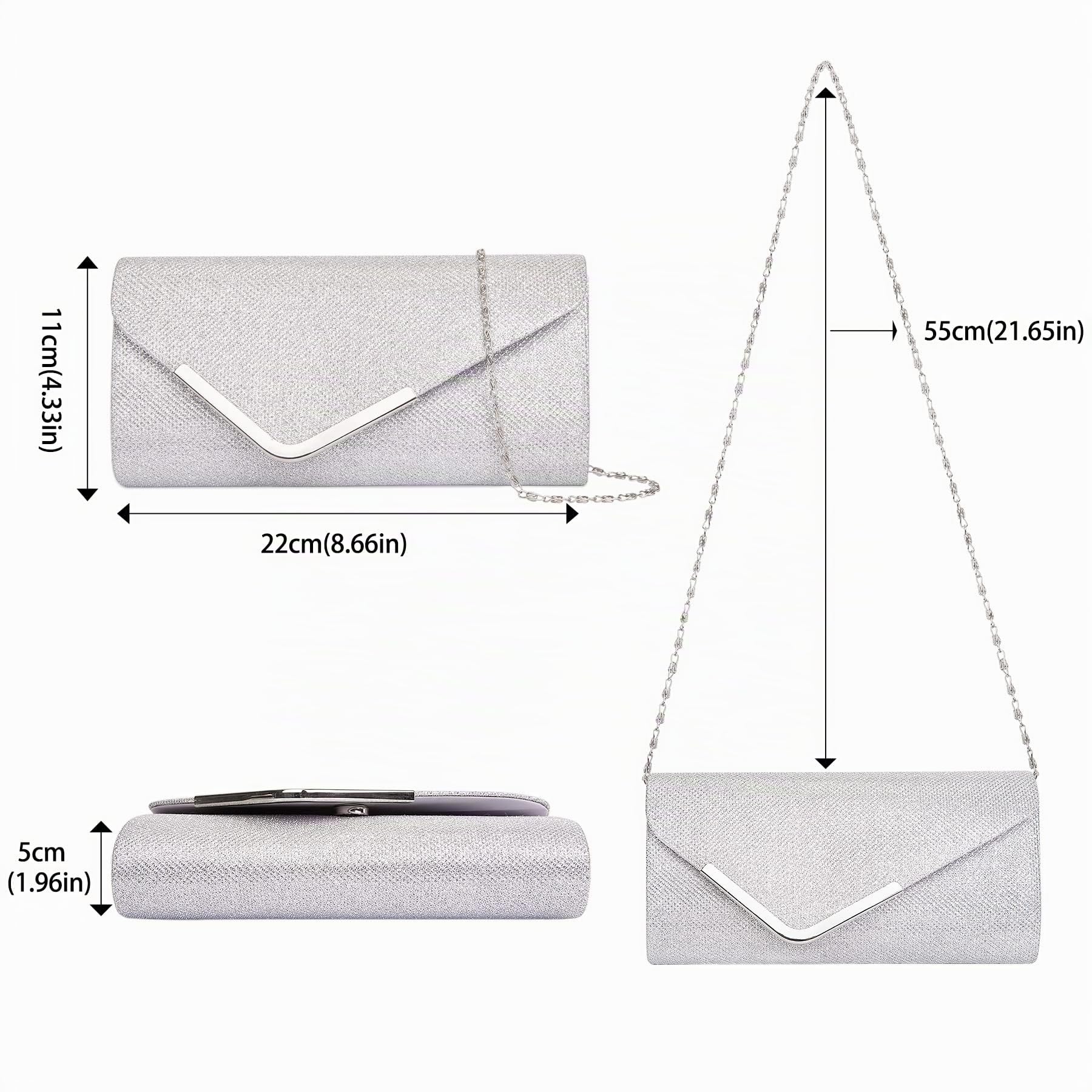 Larcenciel Pochette Donna, Lucide Paillettes Borse da Sera Argento Nero Oro Rosa