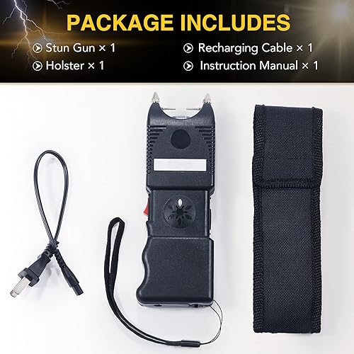 Miniatura 5 de DARTMOOR Pistola paralizante, recargable, tamaño de teléfono con linterna táctica de 100 lm y alarma de 120 db para autodefensa, 300,000 V