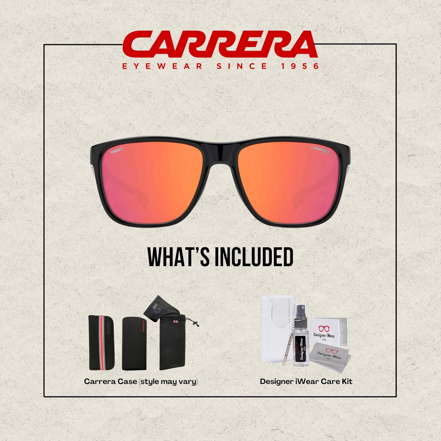 Carrera-Ducati CA003/S Square Sunglasses for Men+BUNDLE with ACCESSORY EYEWEAR KIT