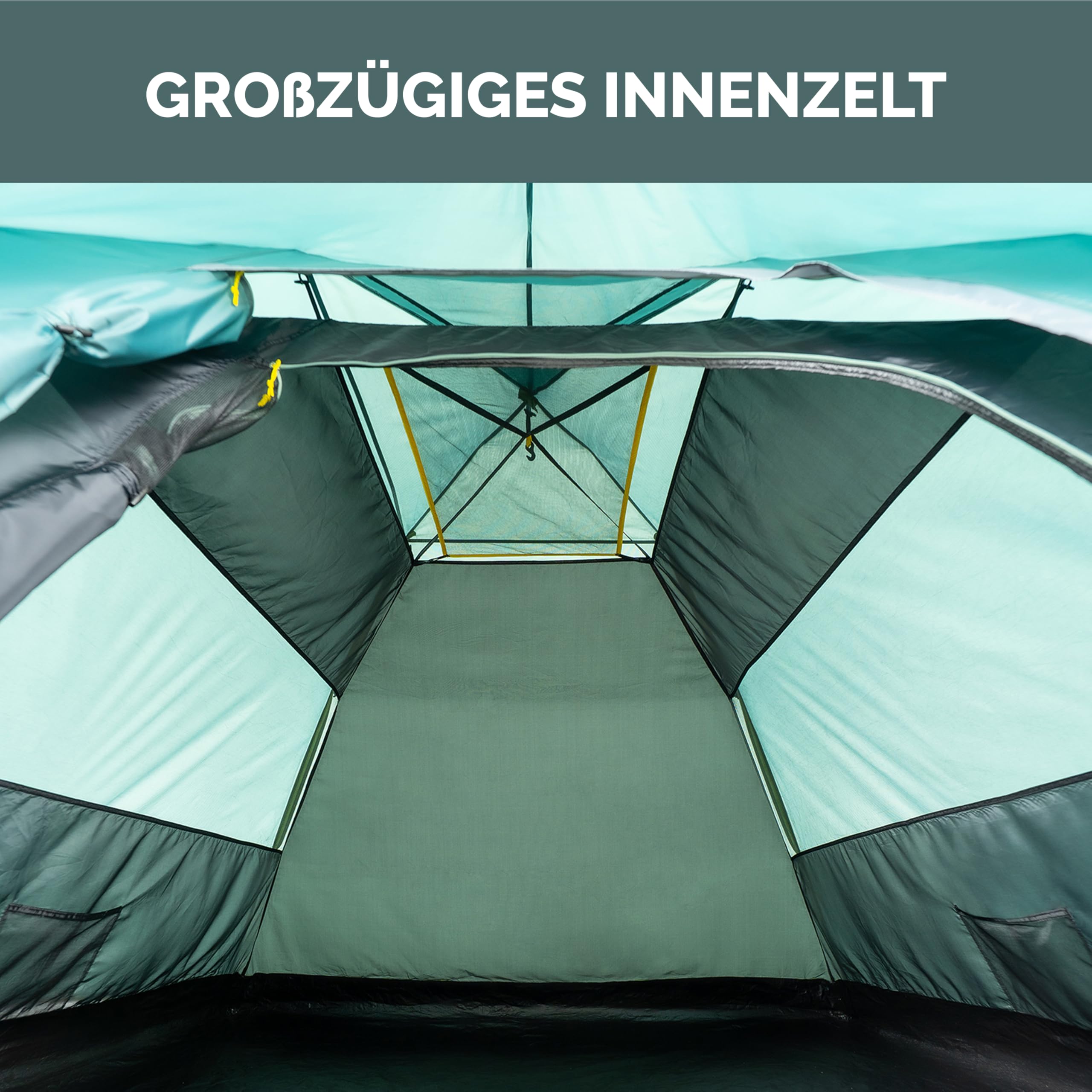 JUSTCAMP Havanna Zelt 3 Personen wasserdicht - Schnellaufbau (Quick-Up-System) - geräumiges Kuppelzelt (210 x 190 x 130 cm) - für Festival, Camping, Trekking