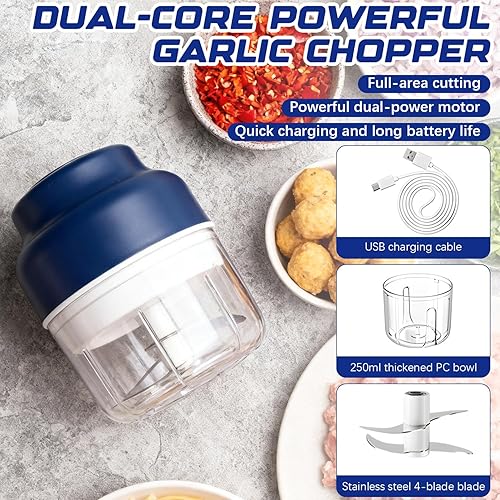 Miniatura 4 de Mini picadora de ajo eléctrica, nueva picadora de ajo pequeña 2025, herramienta eléctrica para picar alimentos, carga USB, molinillo de verduras