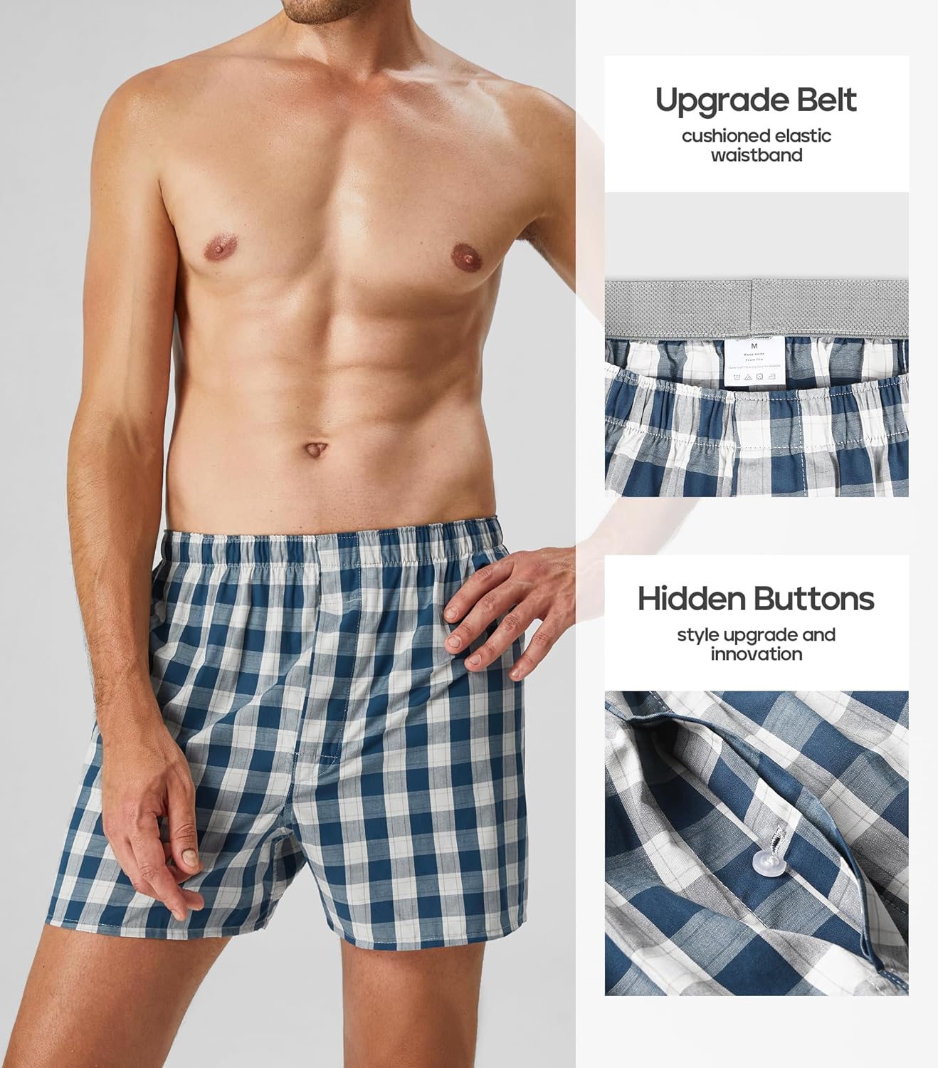 Natural Feelings Classic Boxers Shorts Cotton Woven Mens Underwear Boxers Pack