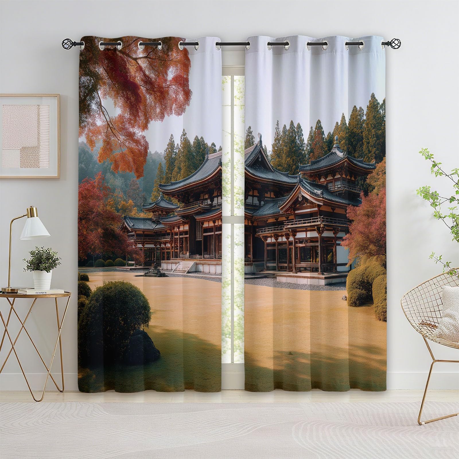 Rideau chambre enfant paysage Japon pour tamiser la cuisine et le salon avec élégance
