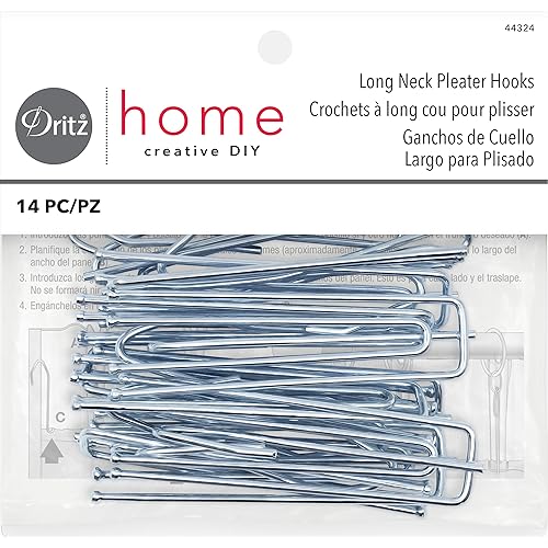 Dritz Home 44324 Long Neck Pleater Drapery Hooks (14-Piece) , Silver
