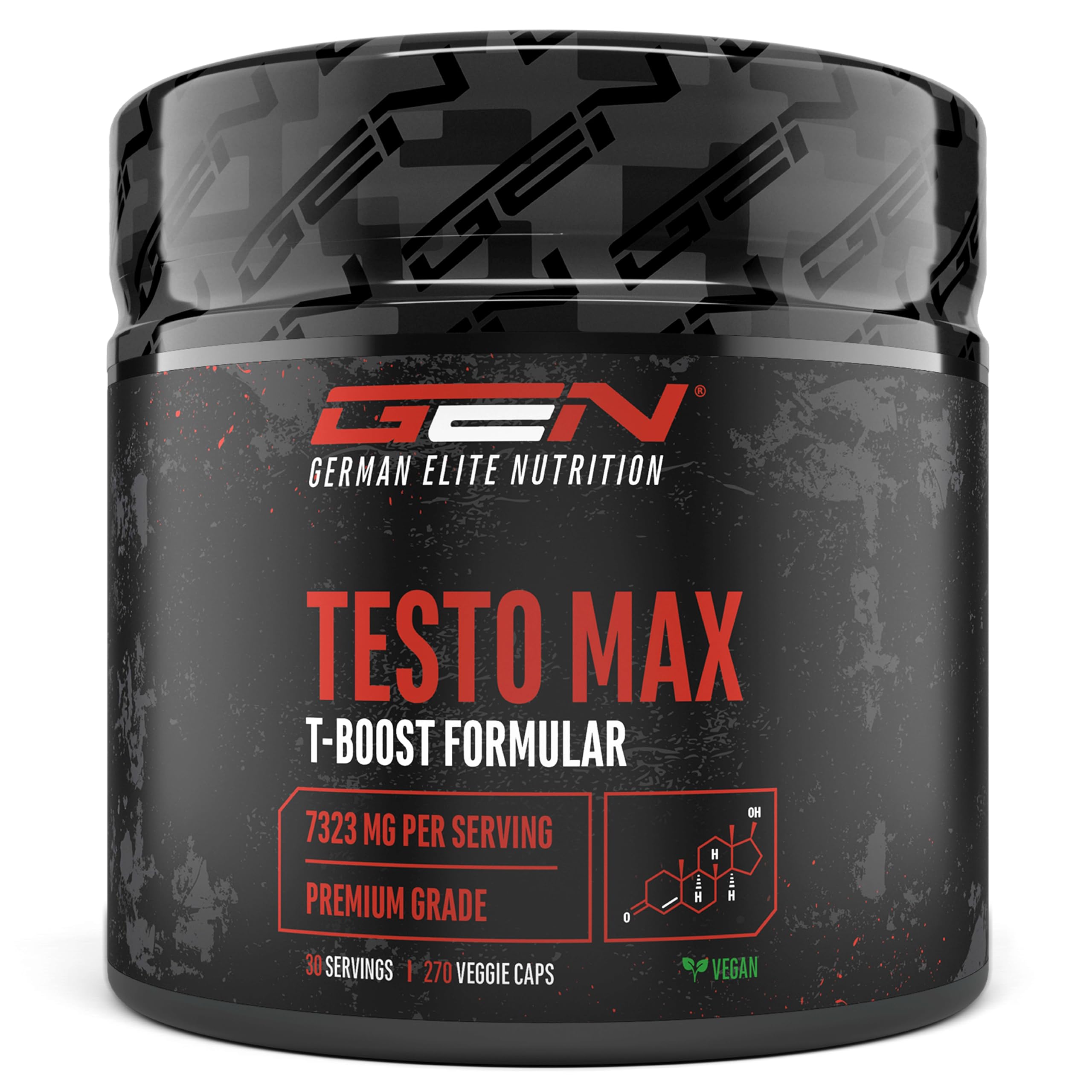 Testo MAX - 270 cápsulas - Extra fuerte: Altamente dosificado con 7320 mg por porción diaria - Con aminoácidos, extractos de plantas Tribulus y Maca, Boron, ácido D-Aspártico - Vegano