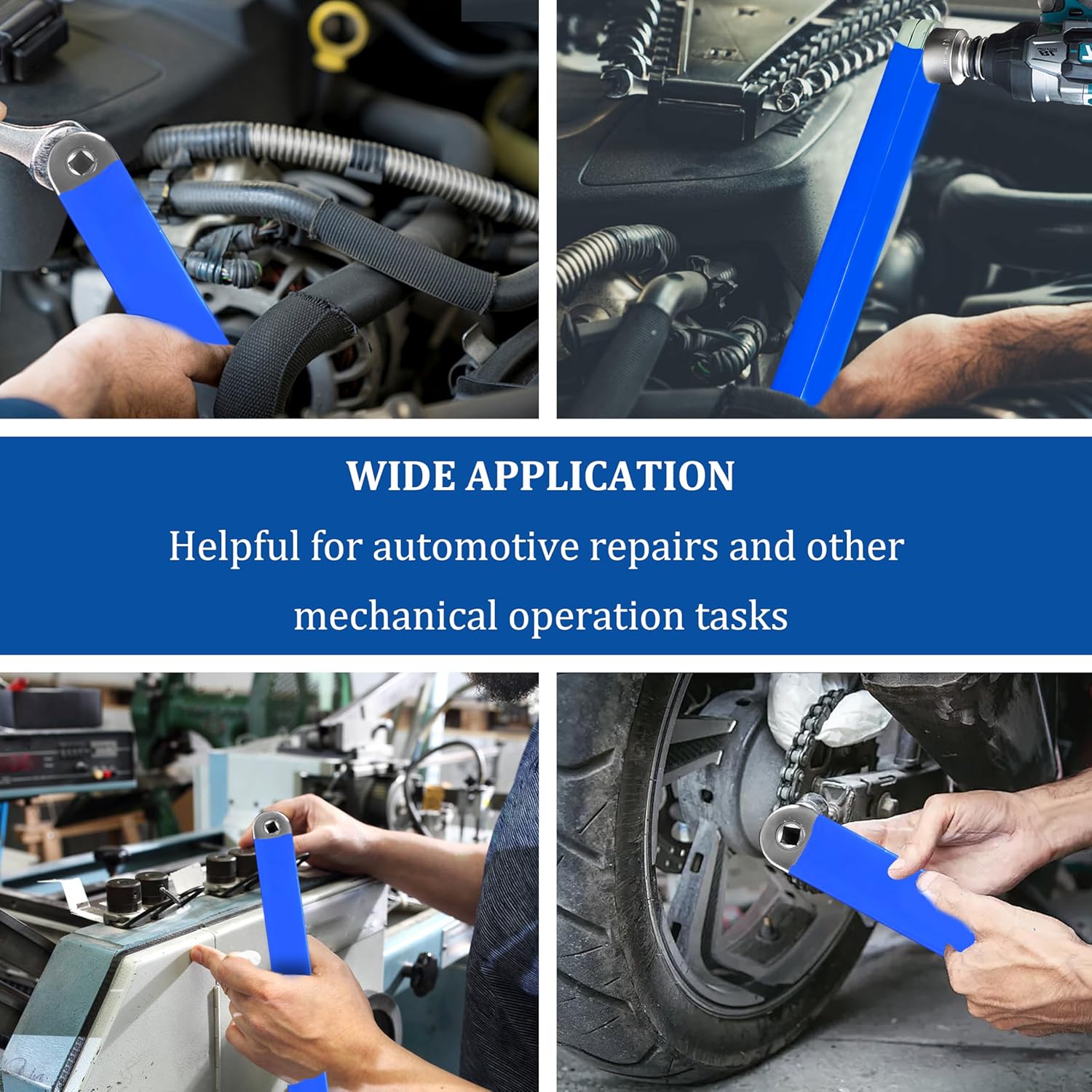 Impact Ready Offset Extension Wrench Set - Includes 1/4", 3/8", 1/2" Adapters & 1/4" Socket - Ideal for Tight Spaces, Cramped Areas & Hard-to-Reach Fasteners (Blue)