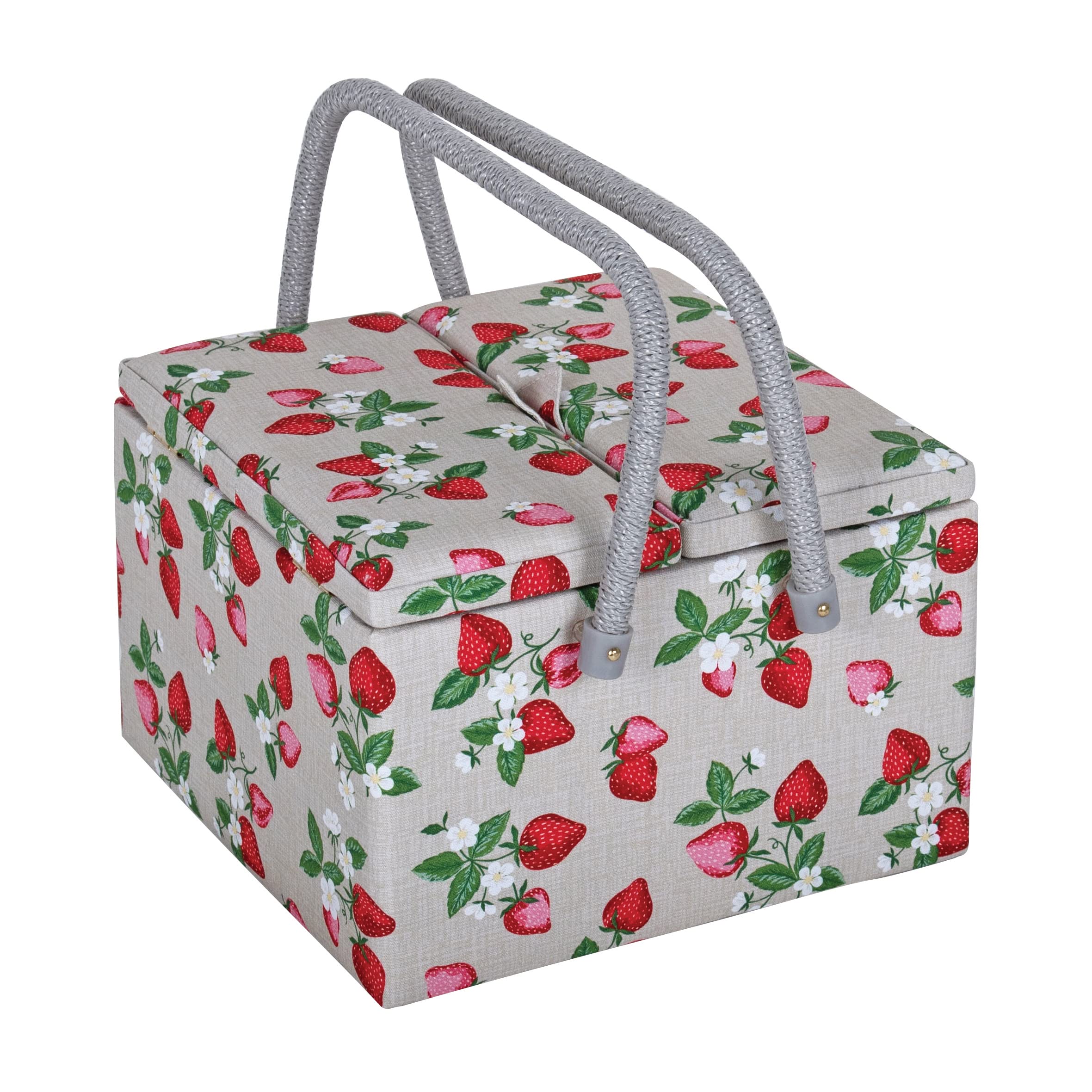 Hobby Gift Exclusive Large Twin Lid Sewing Craft Hobby Storage Box, Accessories Tray Pin Cushion Pockets PVC Handles