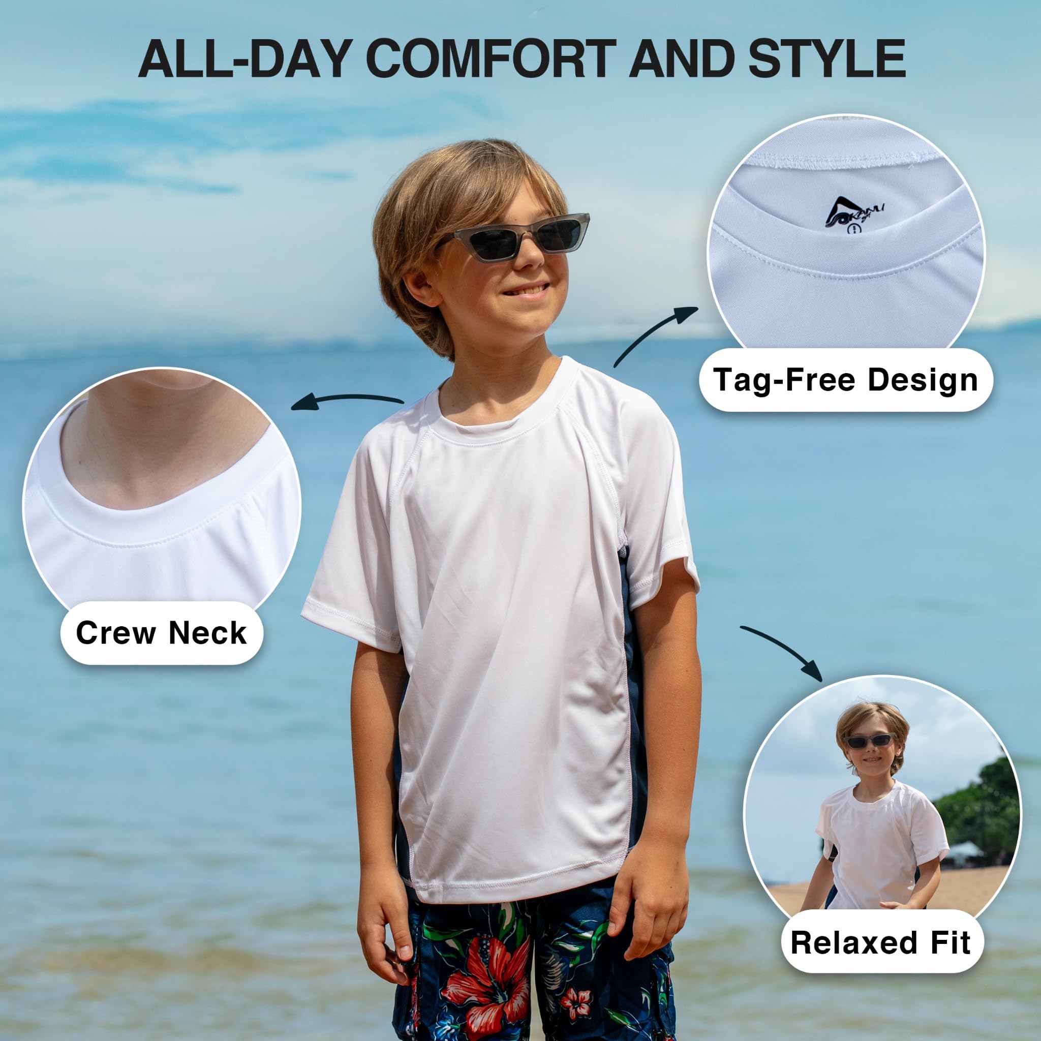 Kanu Surf Boys' Color Block UPF 50+ Swim Tee