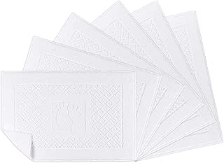Astrea Textiles Bath Rug Bathroom Floor Mats - Washable Bathtub Shower Sink Floor Towels - 100% Turkish Cotton Bath Mat Towels - White (White Set of 6) - coolthings.us