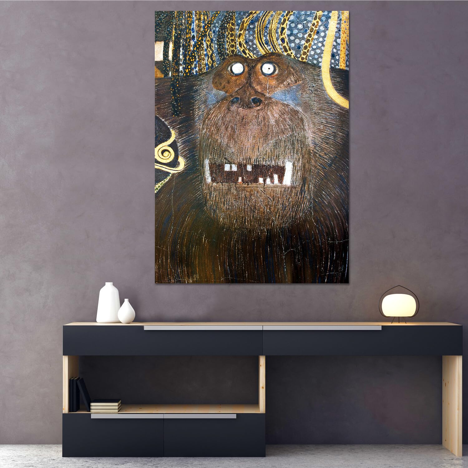 Quadro Gustav Klimt 'Signora Con Ventaglio' - Tela Canvas 100x100cm, Pronto Da Appendere, Per Decorazione Casa - Foto 11