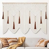 ANROYE Large Boho Macrame Wall Hanging with Wood Bead Tassels - Handcrafted Minimalist Bedroom Decor, Bohemian Living Room Tapestry