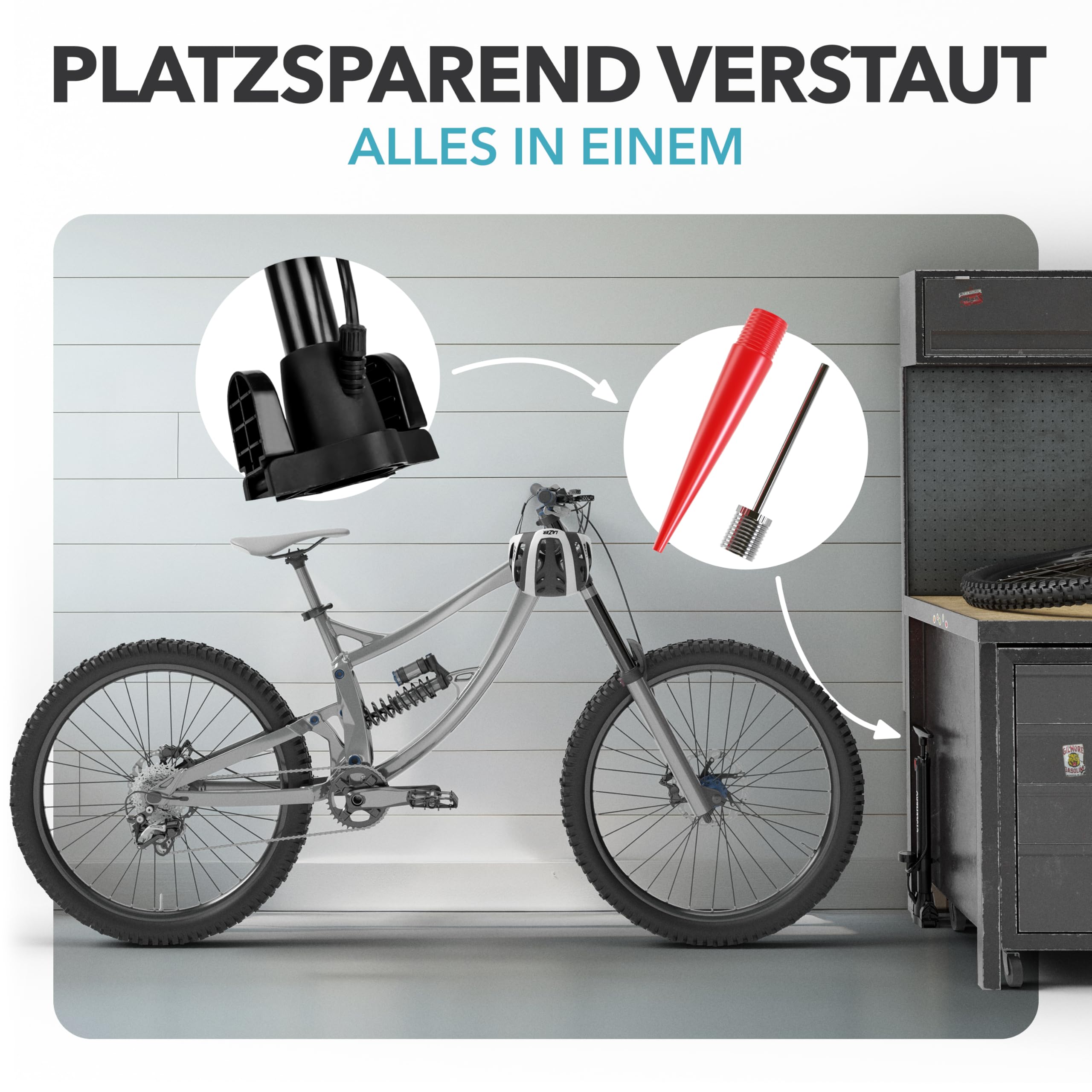 Fahrradpumpe alle Ventile **Test SEHR GUT + 10 Jahre GARANTIE** Leistungsstarke Fahrrad Pumpe Luft – Fahrrad Luftpumpe Französisches Ventil - Luftpumpe Fahrrad Standpumpe mit Manometer Standluftpumpe