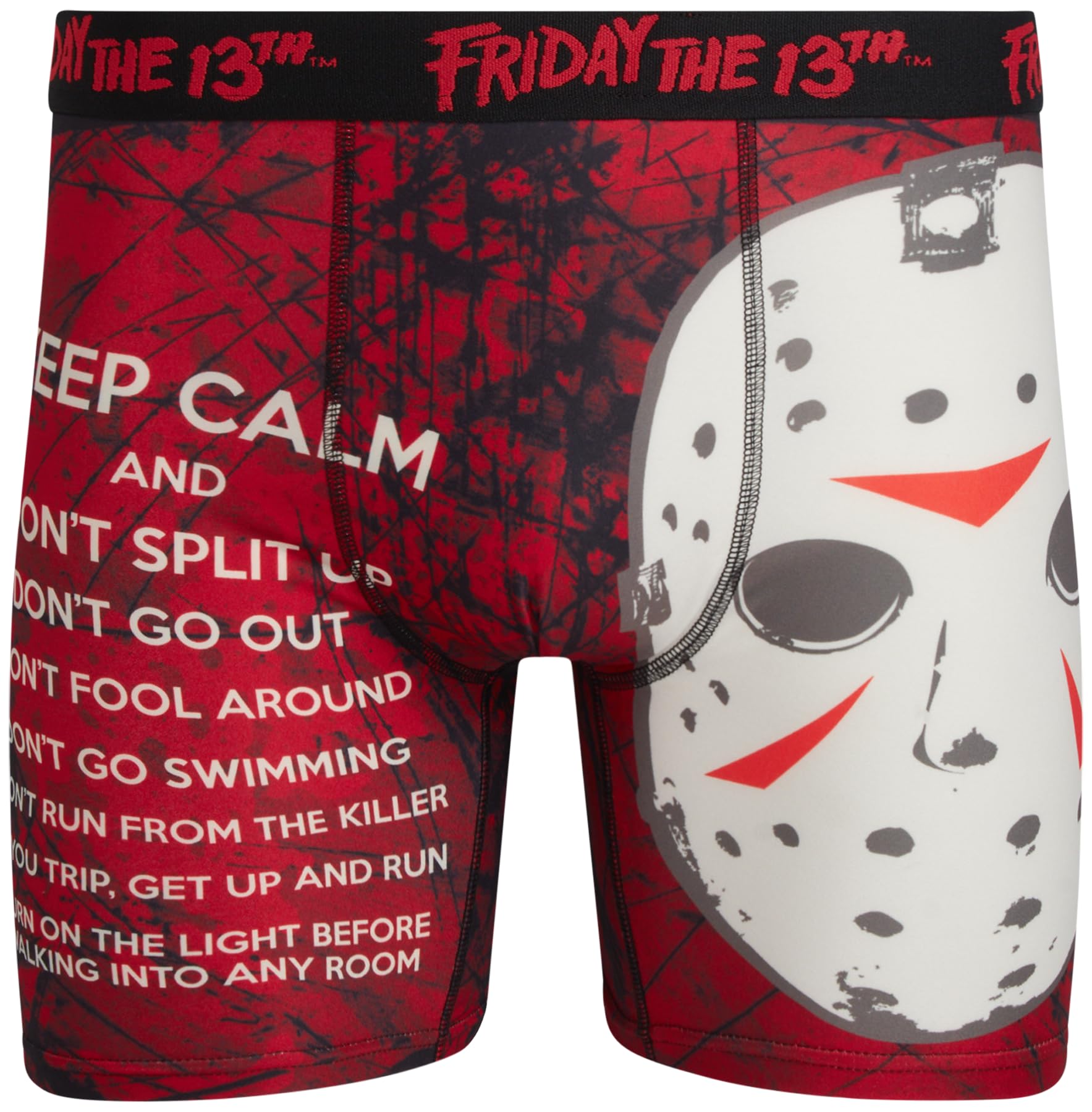 COCO BRANDS Chucky Mens Boxer Briefs - 1Pack/2Pack Halloween Underwear Boxers for Men with Contour Pouch, Red Friday the 13th Keep Calm, M
