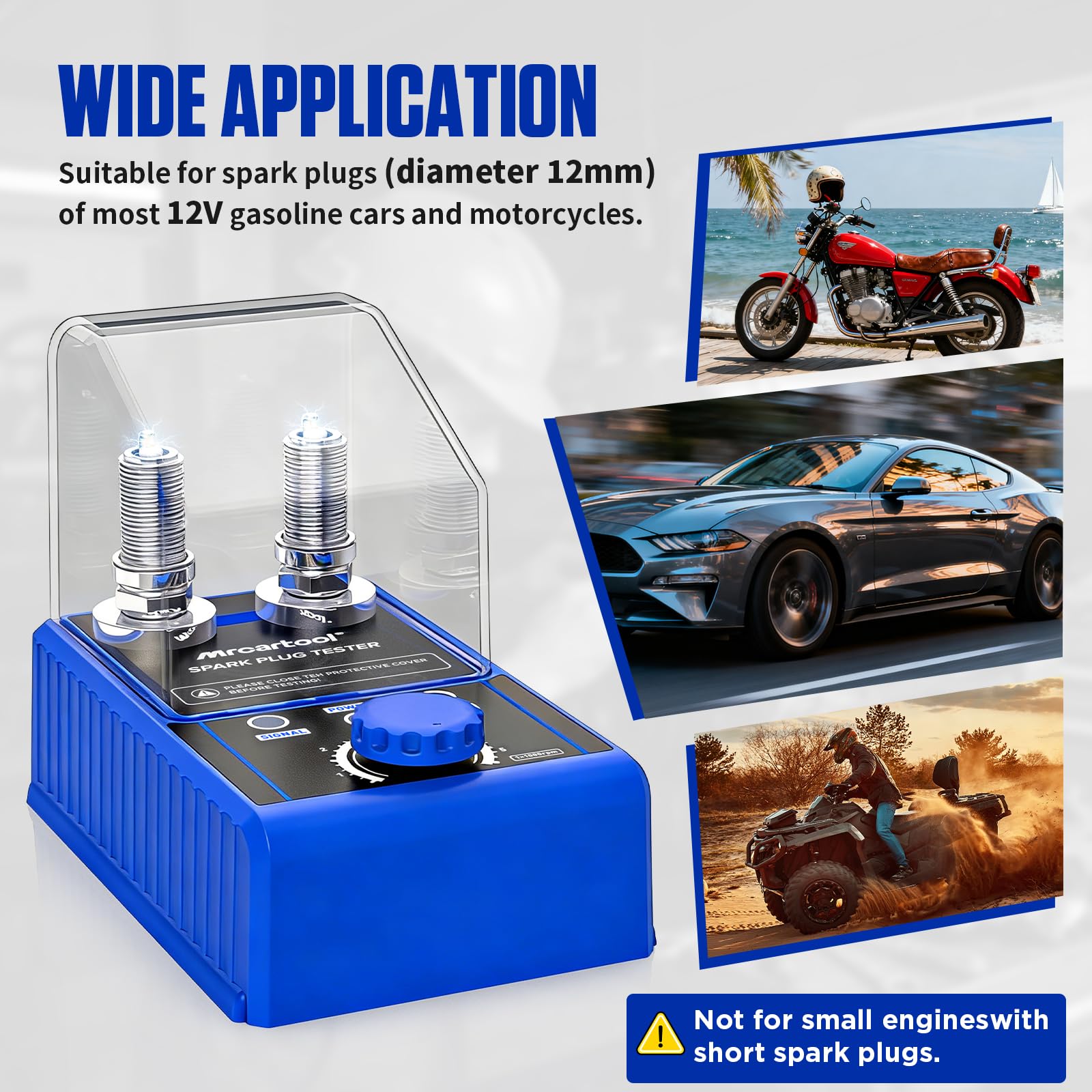 MRCARTOOL - Tester per candele di accensione, 220 V, tester di accensione per auto, con doppio foro regolabile, per veicoli da 12 V