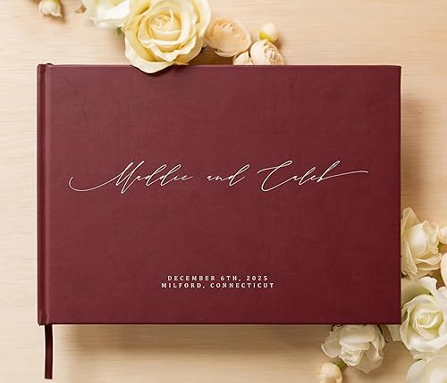 Vista 84 de MUUJEE Libro de visitas personalizado en Sage – Libro de invitados moderno personalizado de alta calidad para recepción de boda, fiesta de Salvia