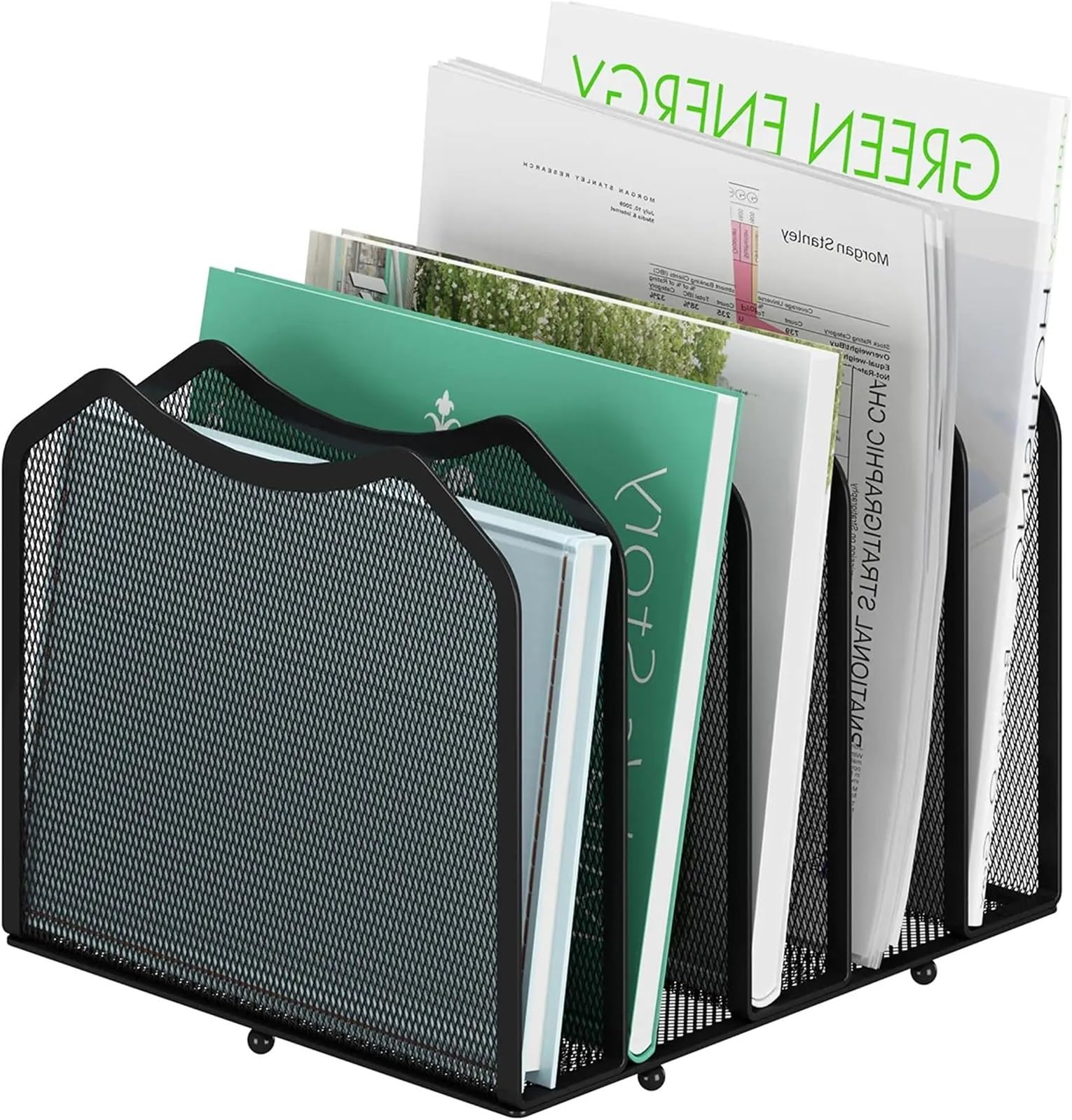 Stehsammler 5-teiliger Mesh-Desktop-Dateisortierer for die Aufbewahrung von Dokumenten und Büchern