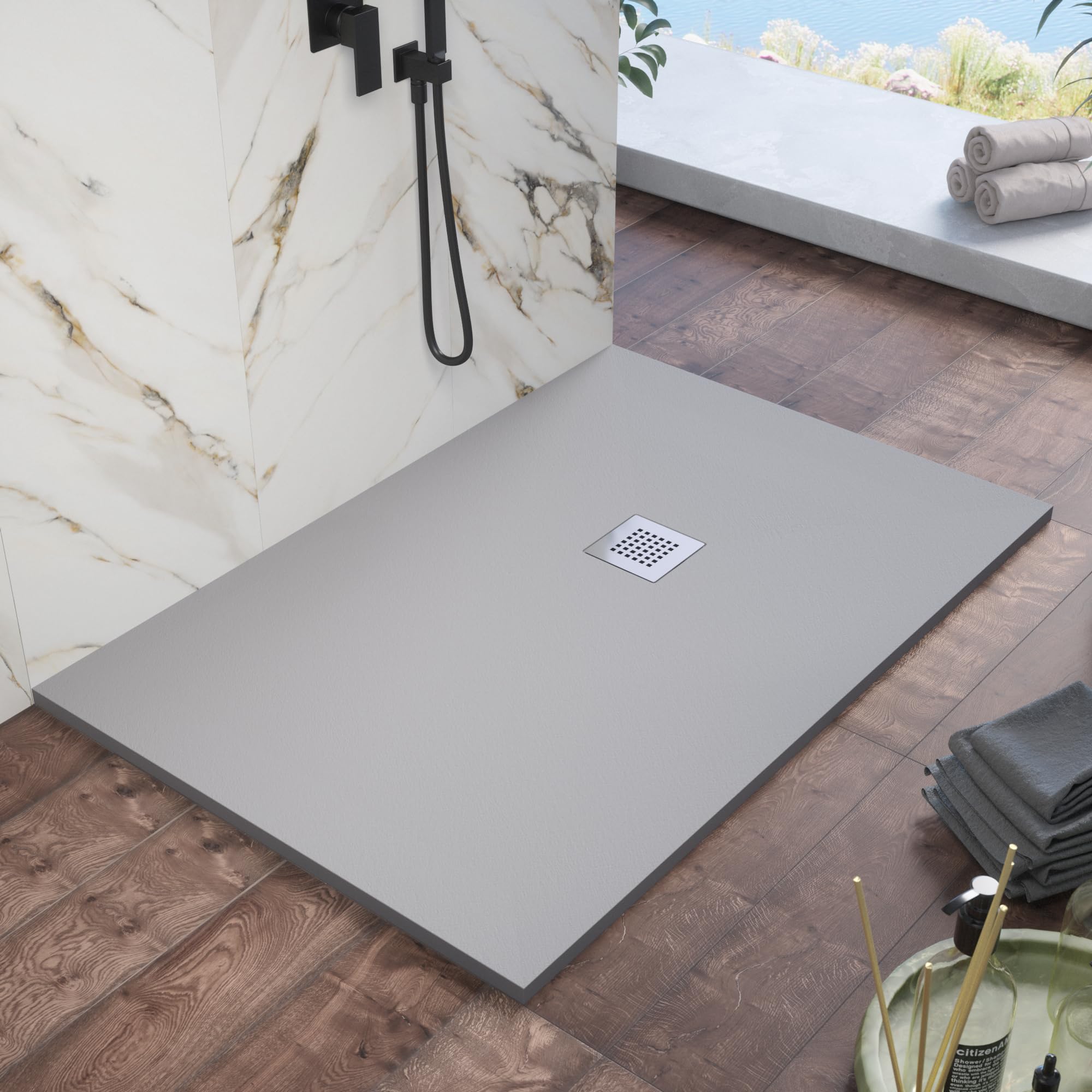 Receveur de douche marbre gris 80x160 cm pour une douche italienne