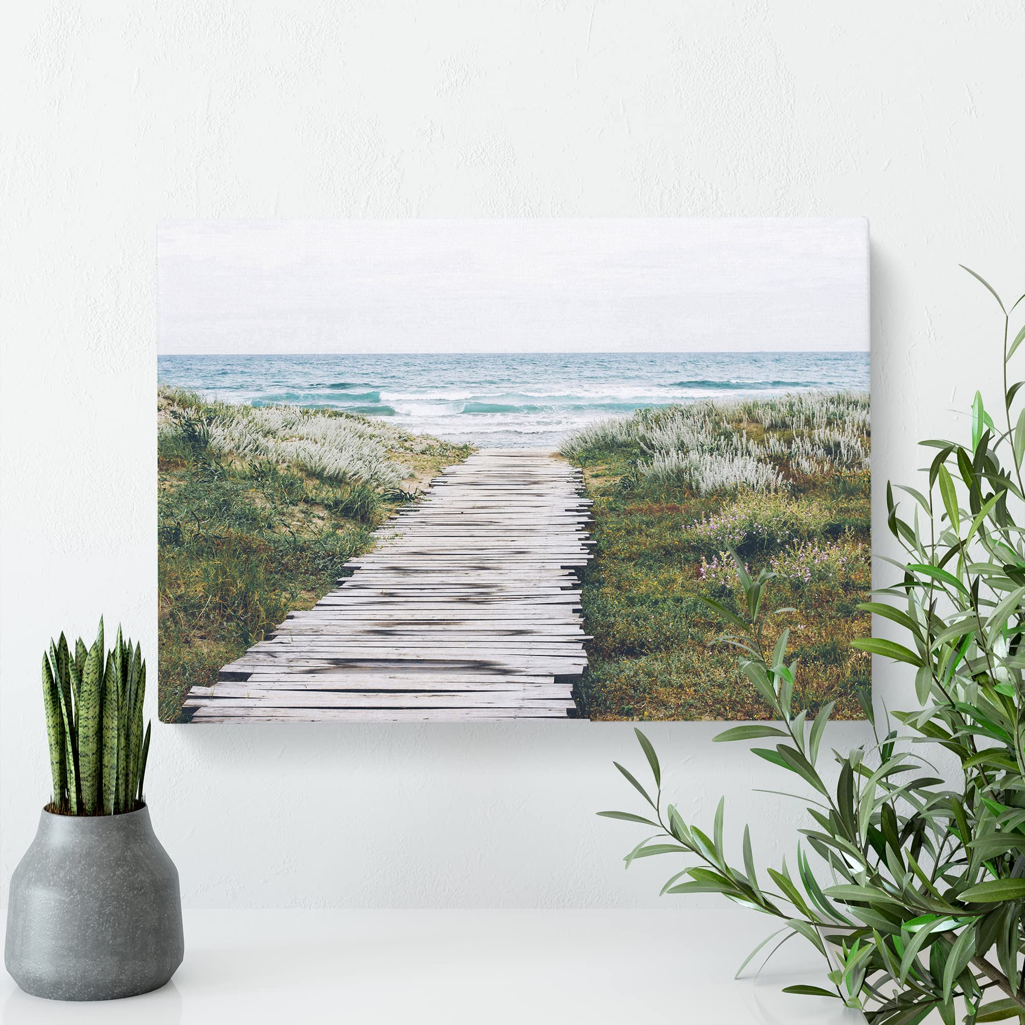 Seascape Walkway to the Beach No.2 Canvas Print, Mixed, 25L x 50W cm - Image 3