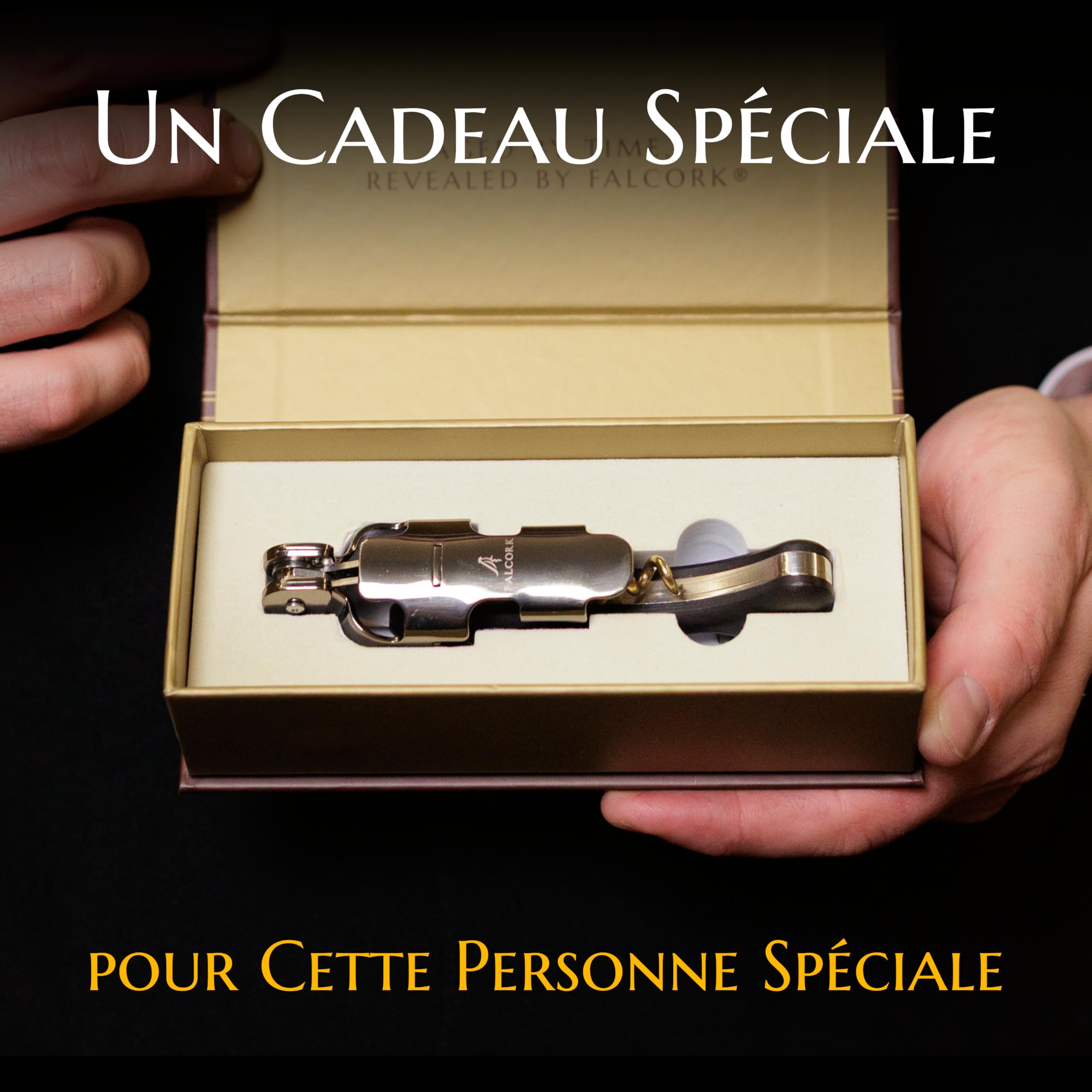 Tire-Bouchon pour Professionnels - FALCORK 249 Protection - À 2 Étapes avec Levier Fixe et Bascule Anti-Casse de Bouteille, Conçu pour un Débouchage Fluide et Contrôlé des Bouchons Longs Jusqu'à 49 mm
