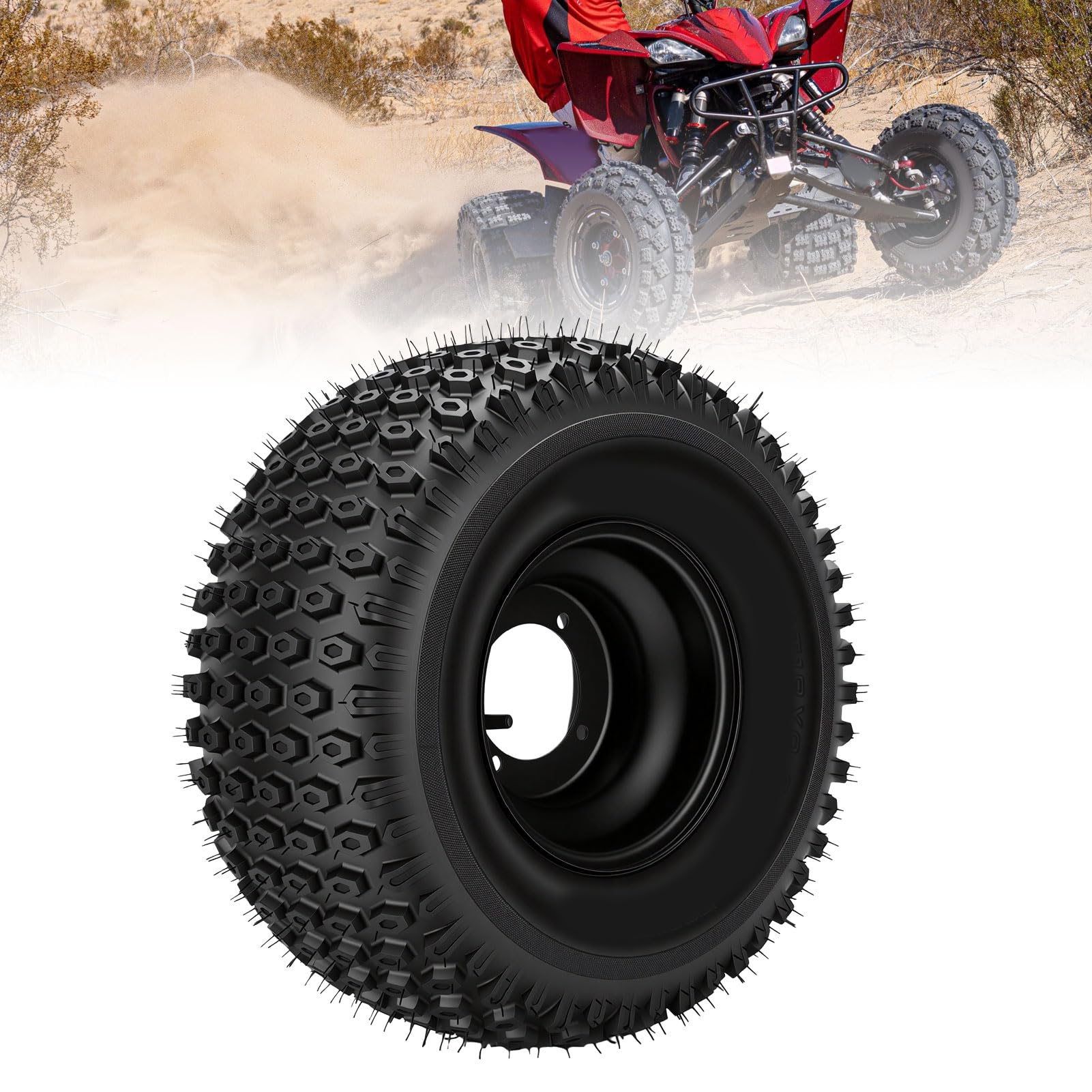 KIMISS Neumático para Cortacésped 18x9.50-8, Neumático sin Cámara Resistente con Llanta de Metal de Goma, Rueda de 8 Pulgadas con 4 Orificios, Ajuste Trasero Delantero para Tractor de