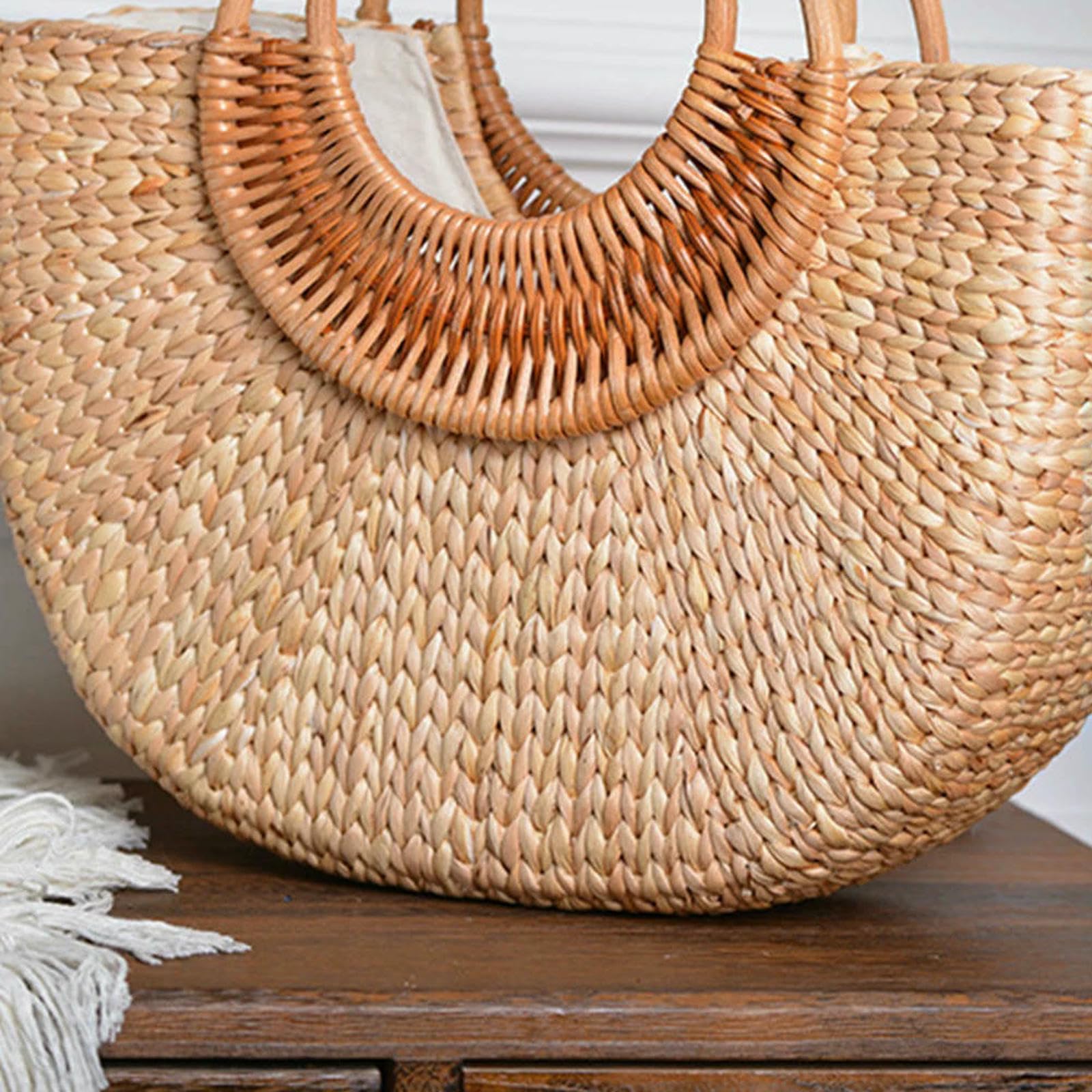 Strohtaschen Damen Shopper Women Summer Beach Bag Elegant Gewebte Top -Griff -Taschen -Reisetasche Tasche Für Reisen Und Urlaub-Standard