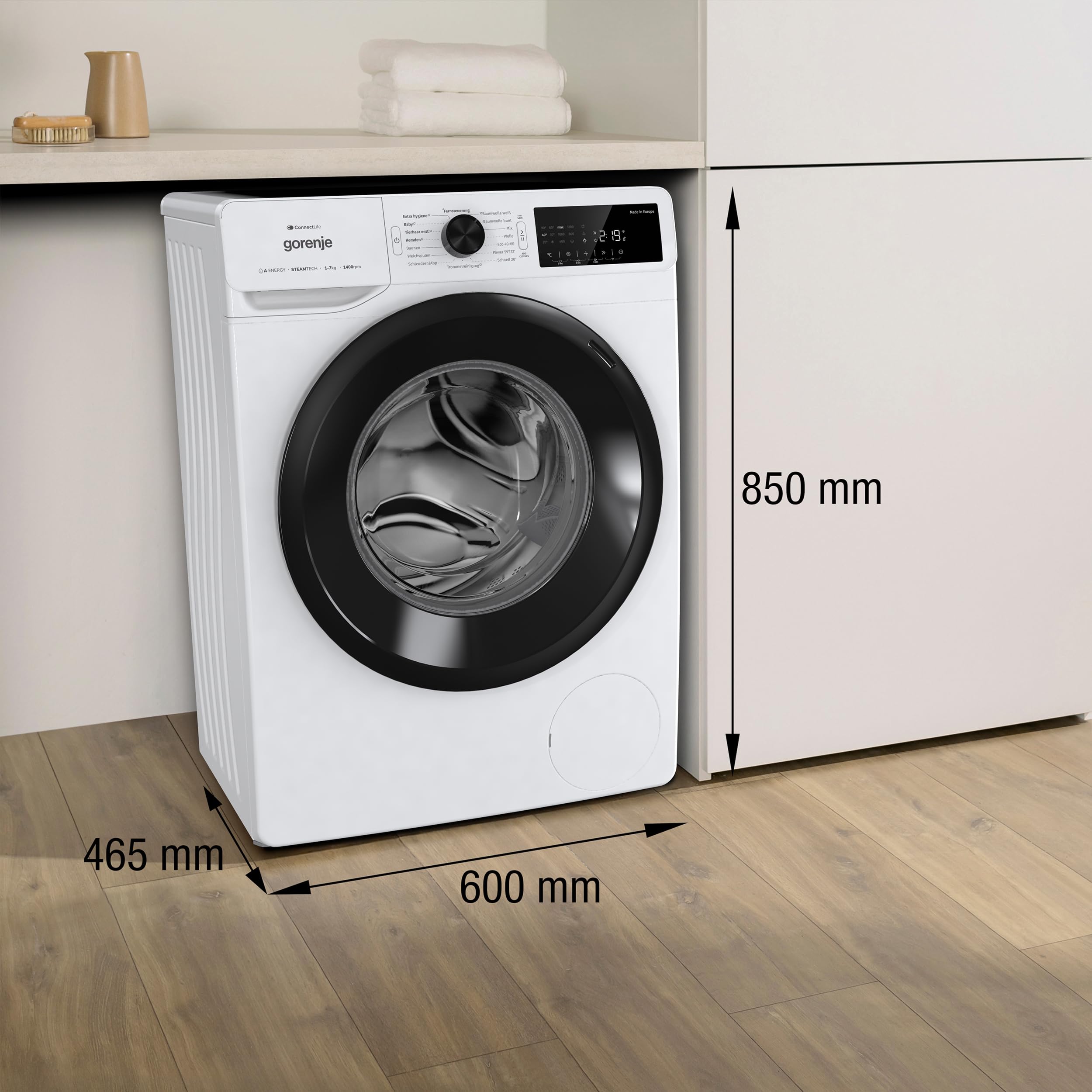 Gorenje WPAM74SA1T Waschmaschine 7Kg 1400 U/min Dampffunktion ConnectLife AquaStop Wave Active