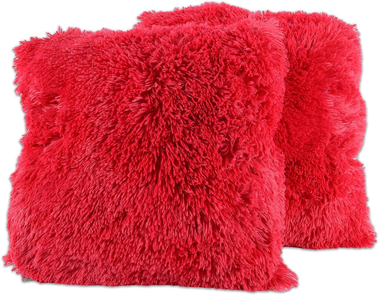 Sweet Home Collection Plush Pillow Faux Fur Soft and Comfy Throw Pillow (6 Pack), White