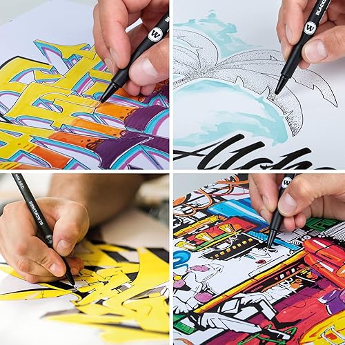 Miniatura 5 de MOLOTOW Blackliner - Juego de 4 bolígrafos de 0.002 in, 0.004 in, 0.008 in, 0.016 in, 1 juego cada uno (200.486)