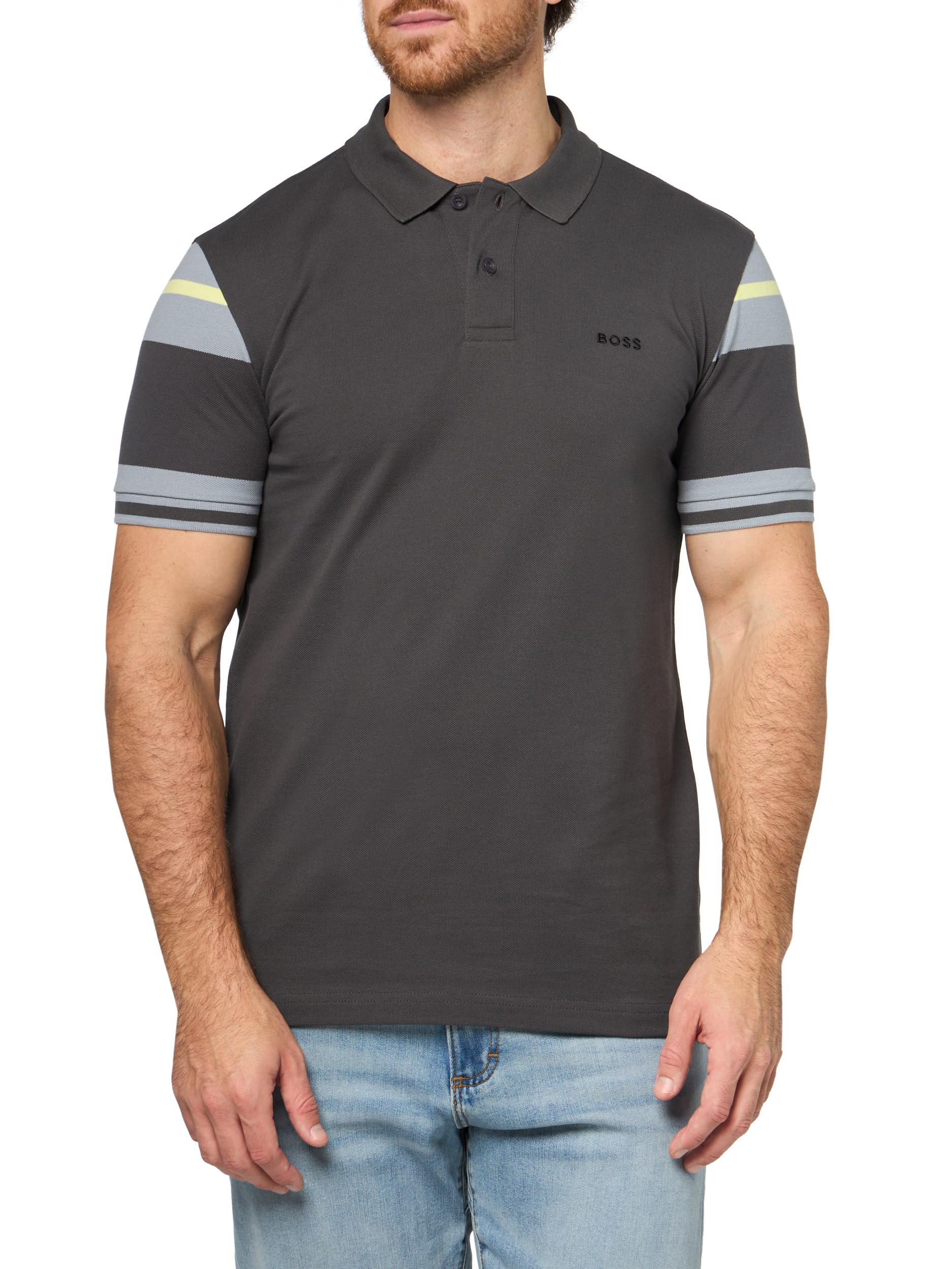 

                                                    BOSS, Stripe Sleeve Interlock Cotton Polo Shirt, A