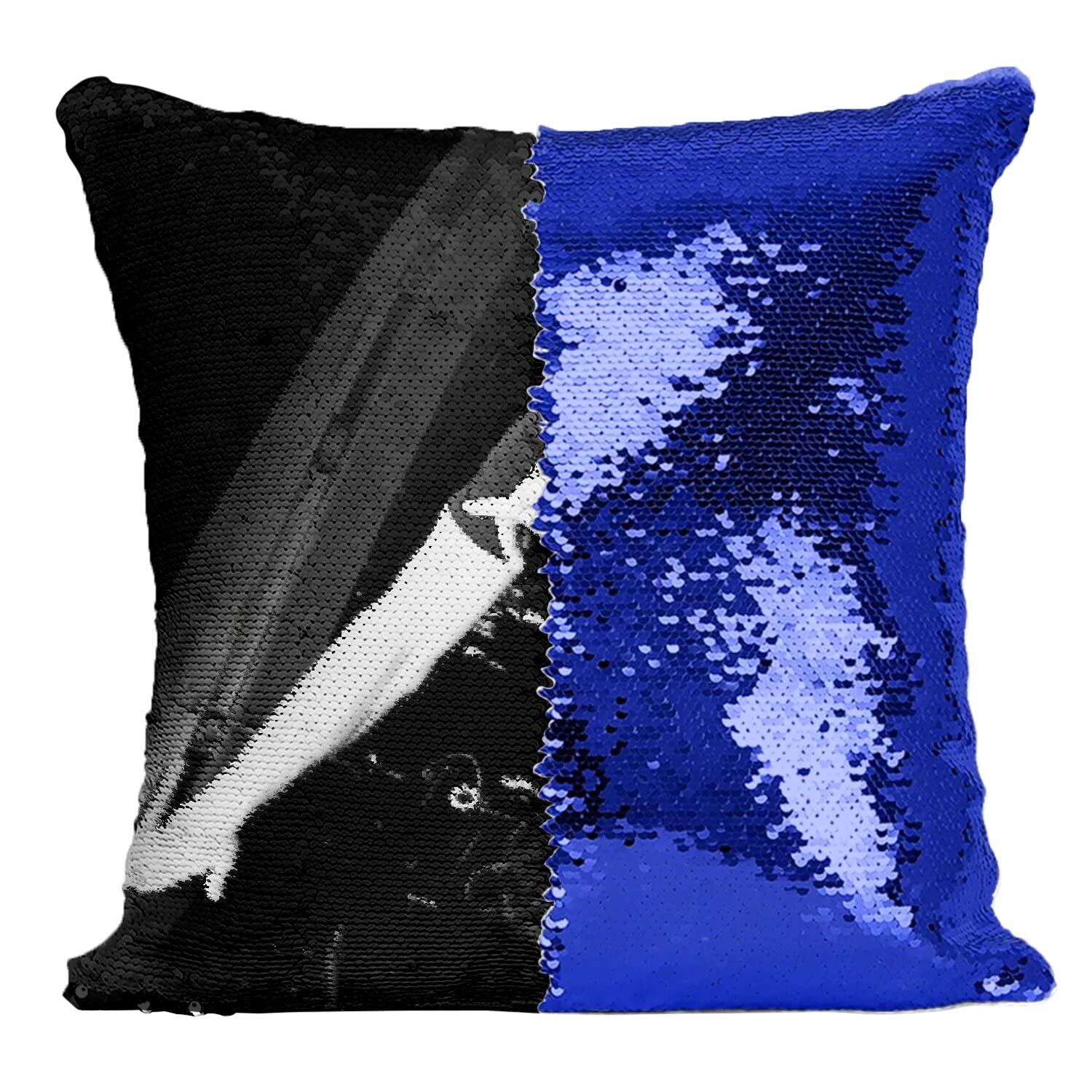 Coussin sequin bleu Macron dab pour casser la monotonie du salon