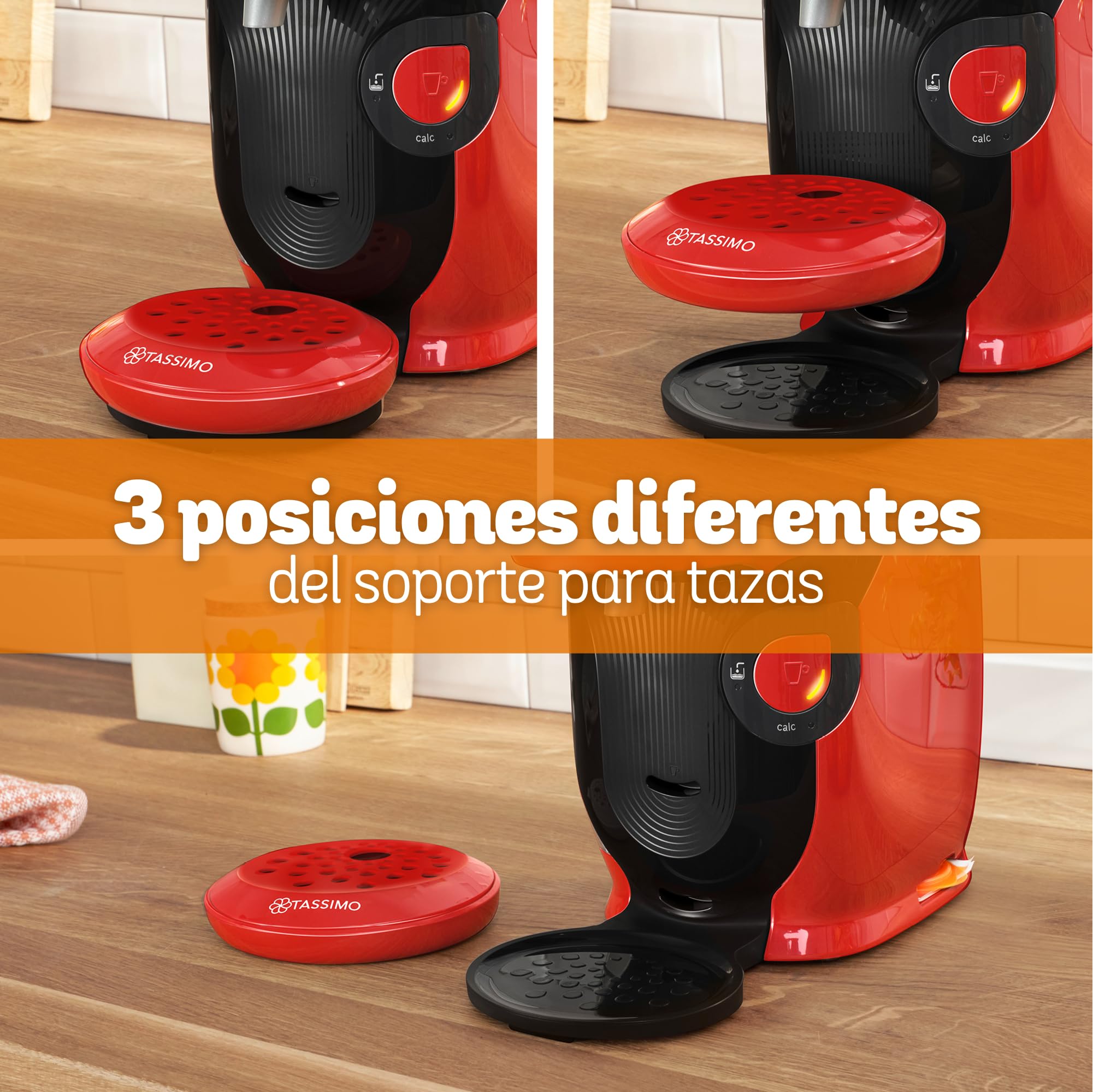Bosch - Cafetera Tassimo Style Friendly, Hasta 70 bebidas, OneTouch, INTELLIBREW™, Rojo, TAS113E