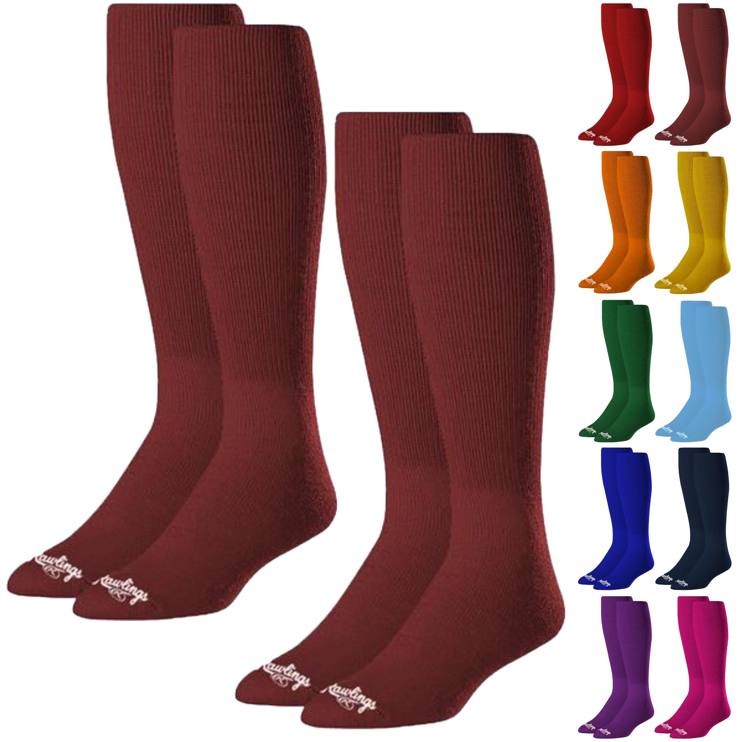Rawlings Baseball Socks 2 Pair (Large/Maroon)