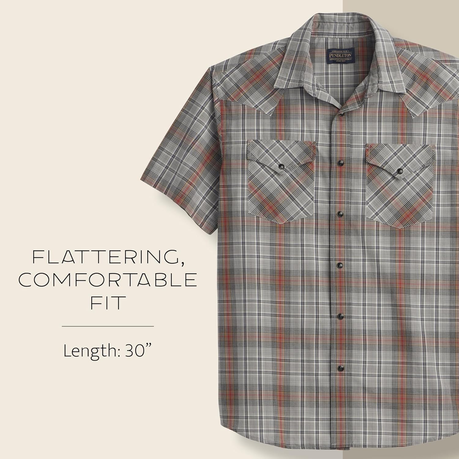 Pendleton Men's Short Sleeve Frontier Shirt, Cotton Polyester Short Sleeve, Machine Washable - Image 6