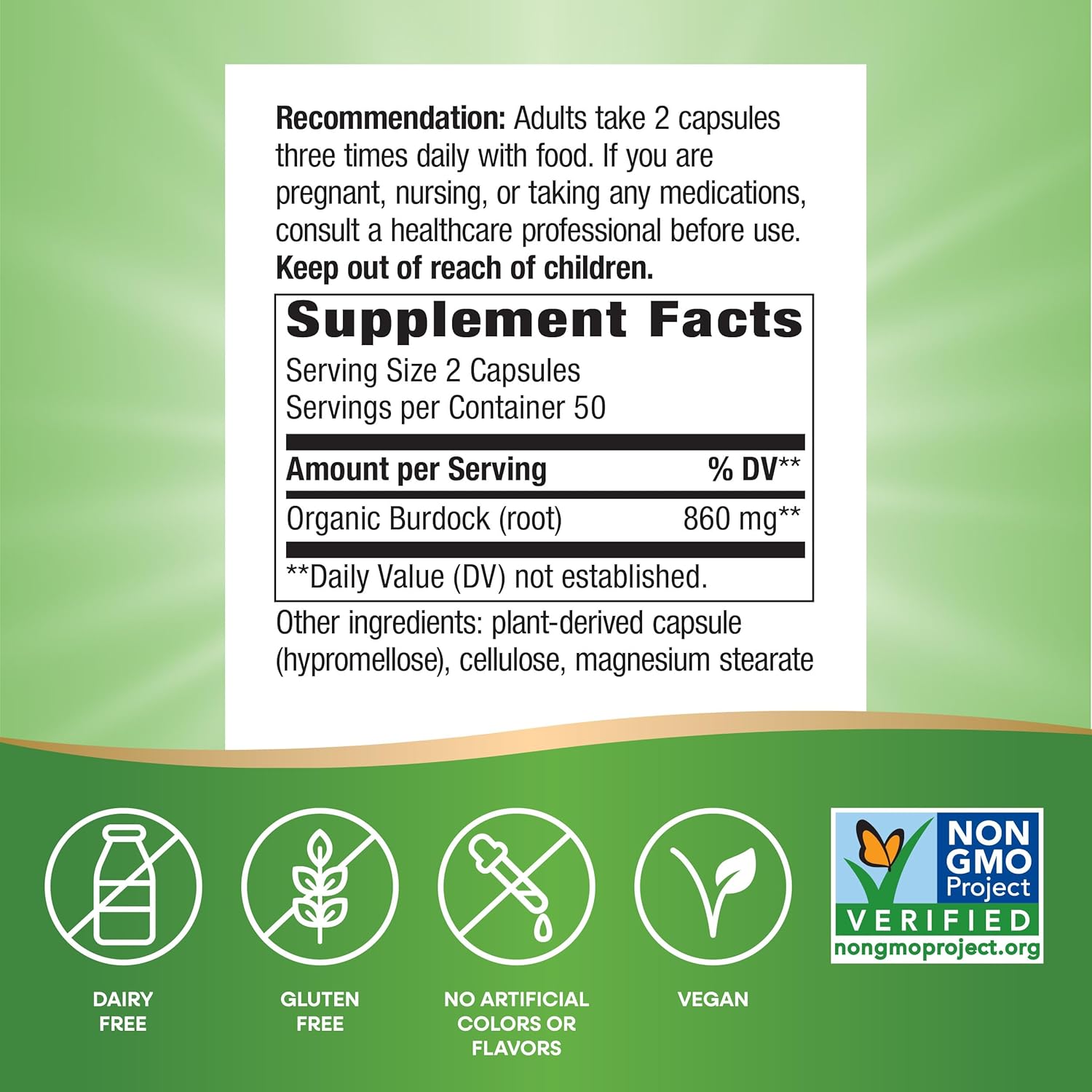 Nature's Way Burdock Root, Traditional Joint Support*, 100 Vegan Capsules (Packaging May Vary) - Image 5